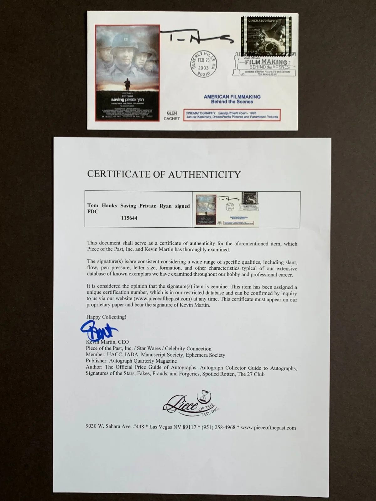 Tom Hanks — TOM HANKS signed First Day Cover FDC, with COA. Saving Private Ryan movie, image 3