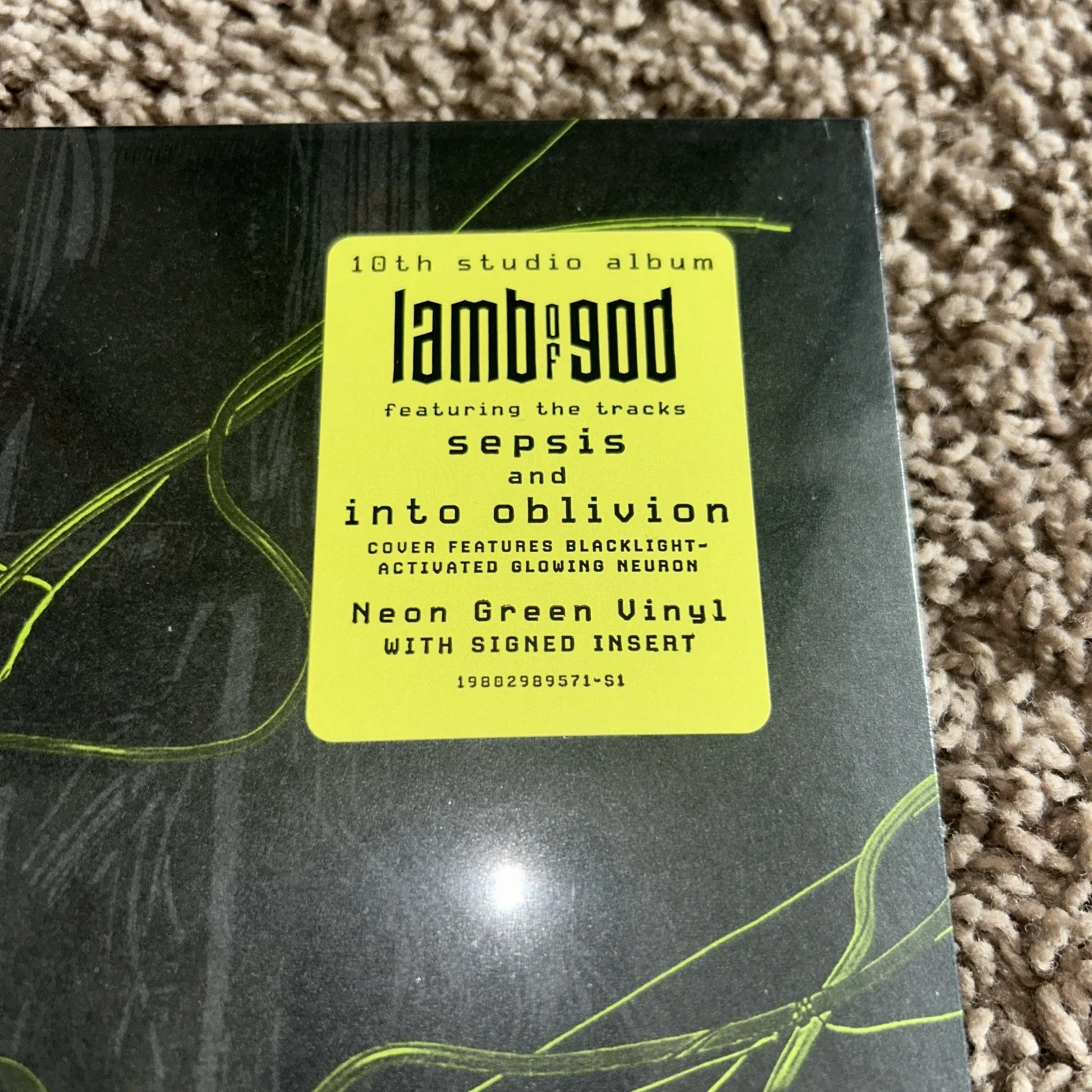 Lamb of God - Into Oblivion Autograph Signed Insert New 2026 NeonGreen Vinyl, image 2