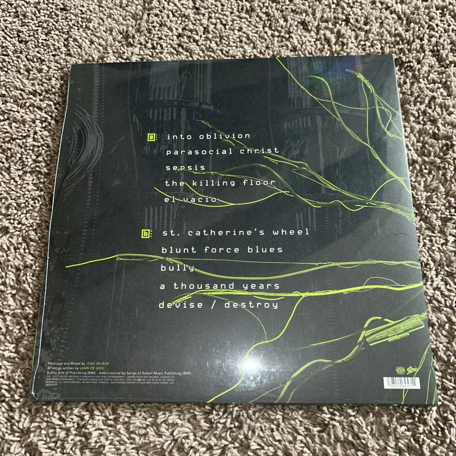 Lamb of God - Into Oblivion Autograph Signed Insert New 2026 NeonGreen Vinyl, image 3