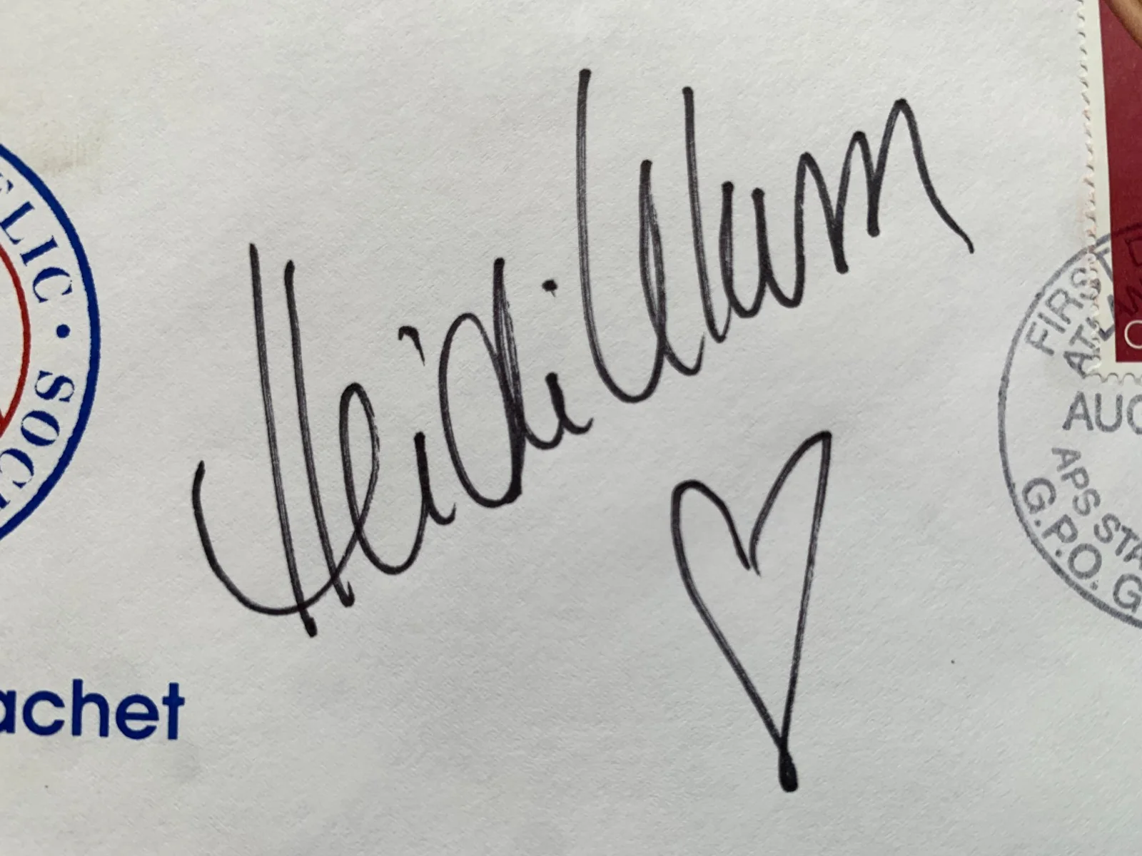 Heidi Klum — HEIDI KLUM signed First Day Cover FDC, with COA. APS official cachet, image 2