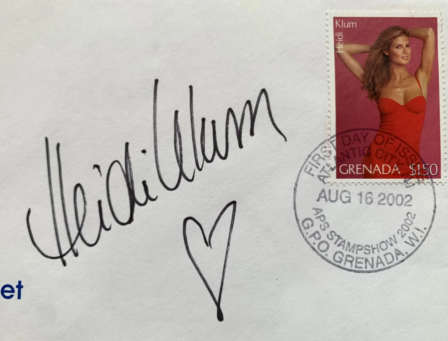 Heidi Klum — HEIDI KLUM signed First Day Cover FDC, with COA. APS official cachet, image 4