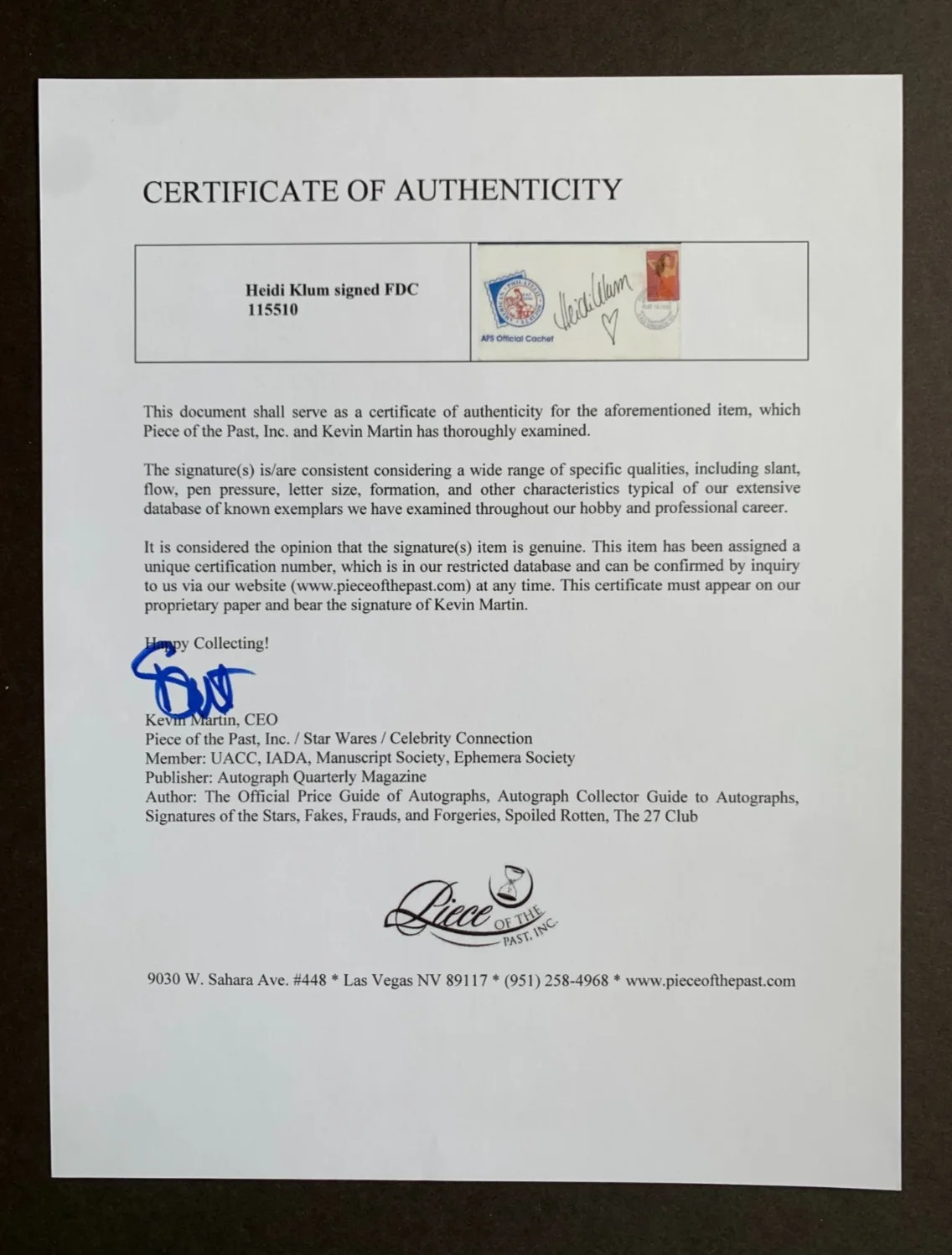 Heidi Klum — HEIDI KLUM signed First Day Cover FDC, with COA. APS official cachet, image 5