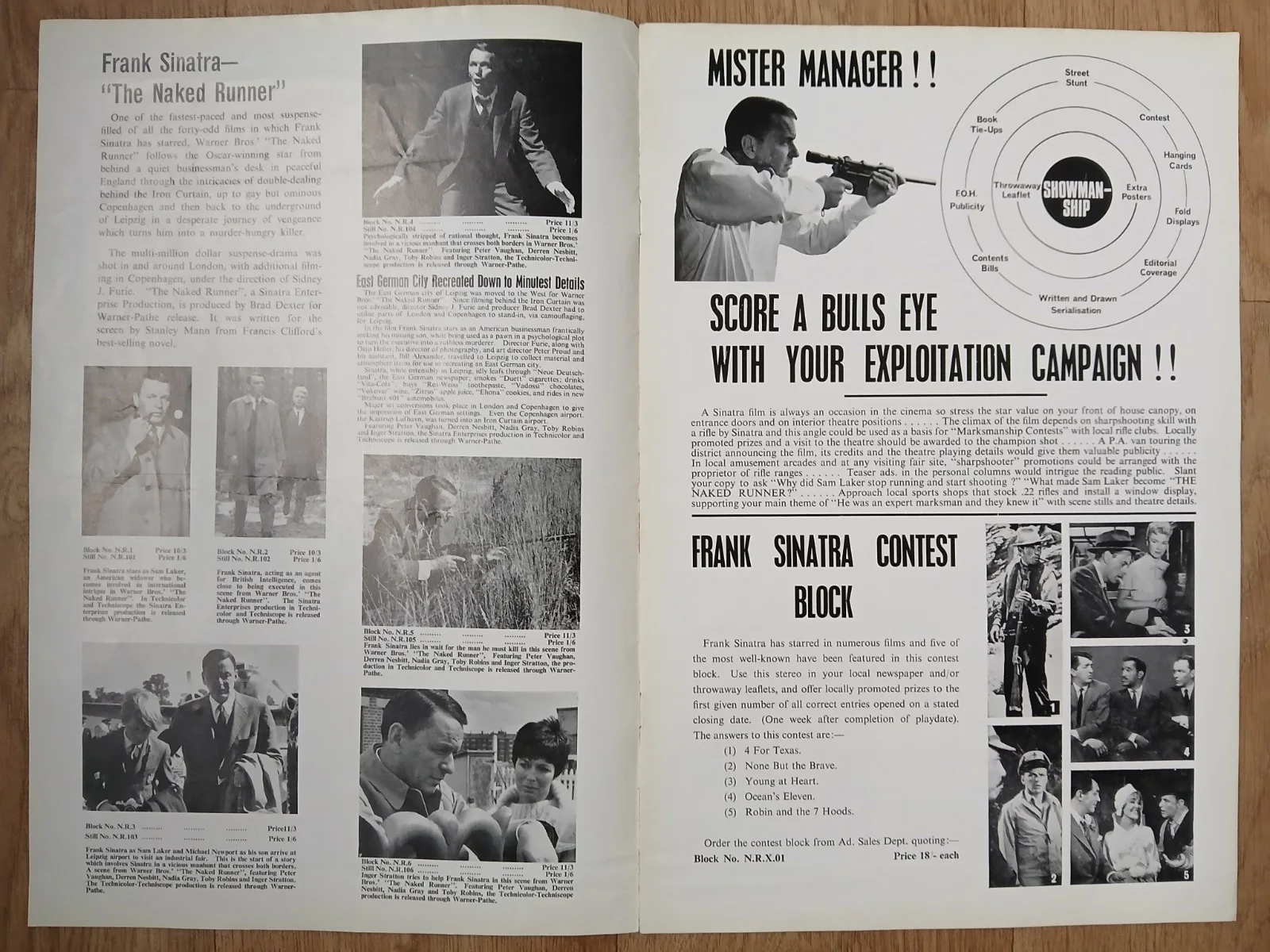 THE NAKED RUNNER (1967) rare original UK Campaign Press Book - Frank Sinatra, изображение 3