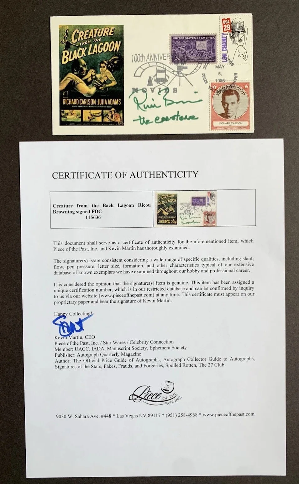 Ricou Browning — RICOU BROWNING signed First Day Cover FDC, with COA. Creature From Black Lagoon, image 3