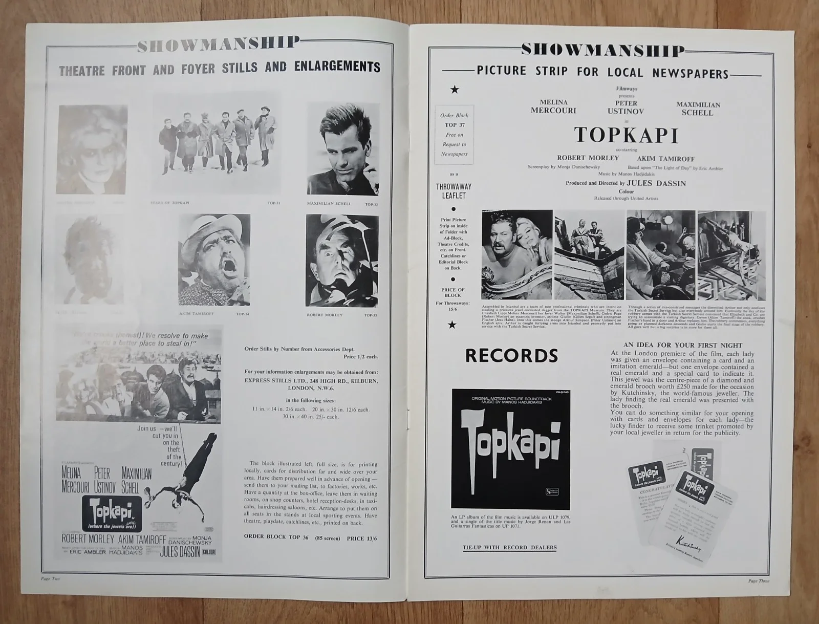 TOPKAPI (1964) rare original UK Exhibitors Campaign Press Book, image 2