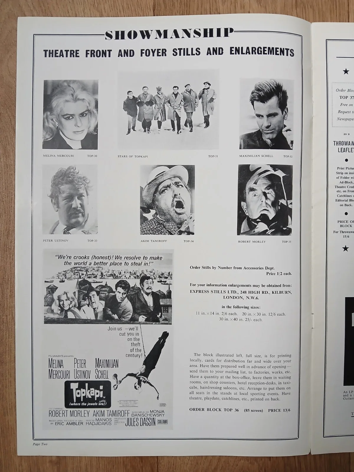 TOPKAPI (1964) rare original UK Exhibitors Campaign Press Book, image 3