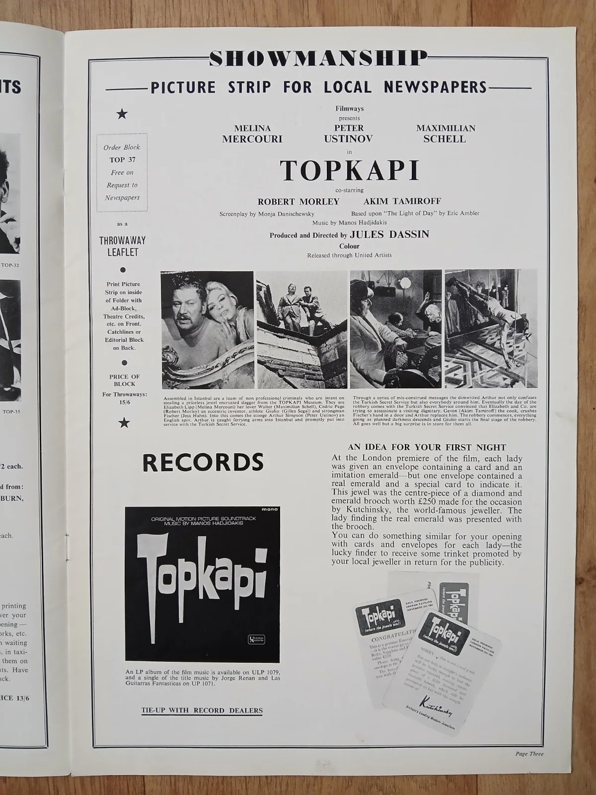 TOPKAPI (1964) rare original UK Exhibitors Campaign Press Book, image 4