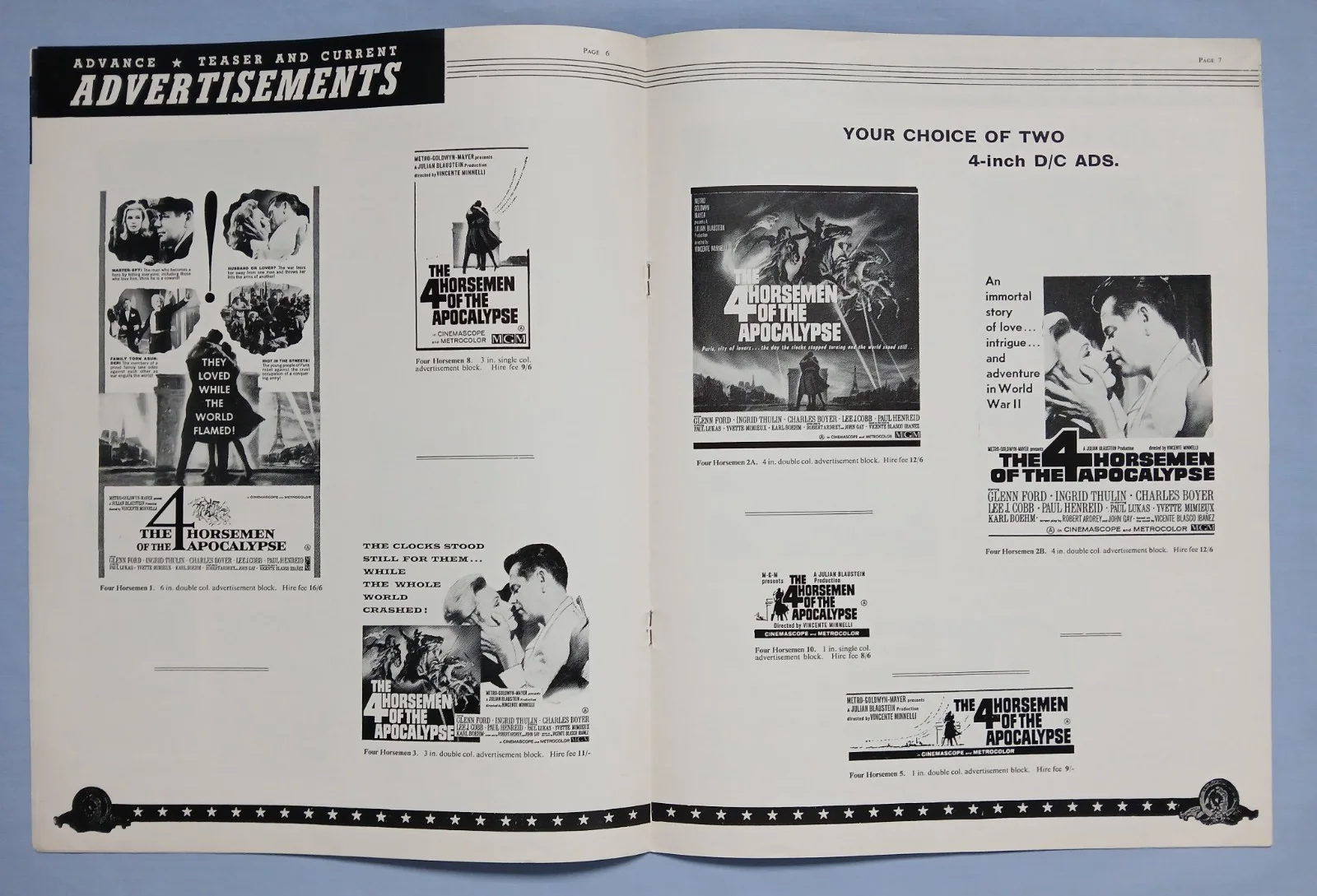 THE FOUR HORSEMEN OF THE APOCALYPSE (1962) rare original UK Campaign Press Book, изображение 4