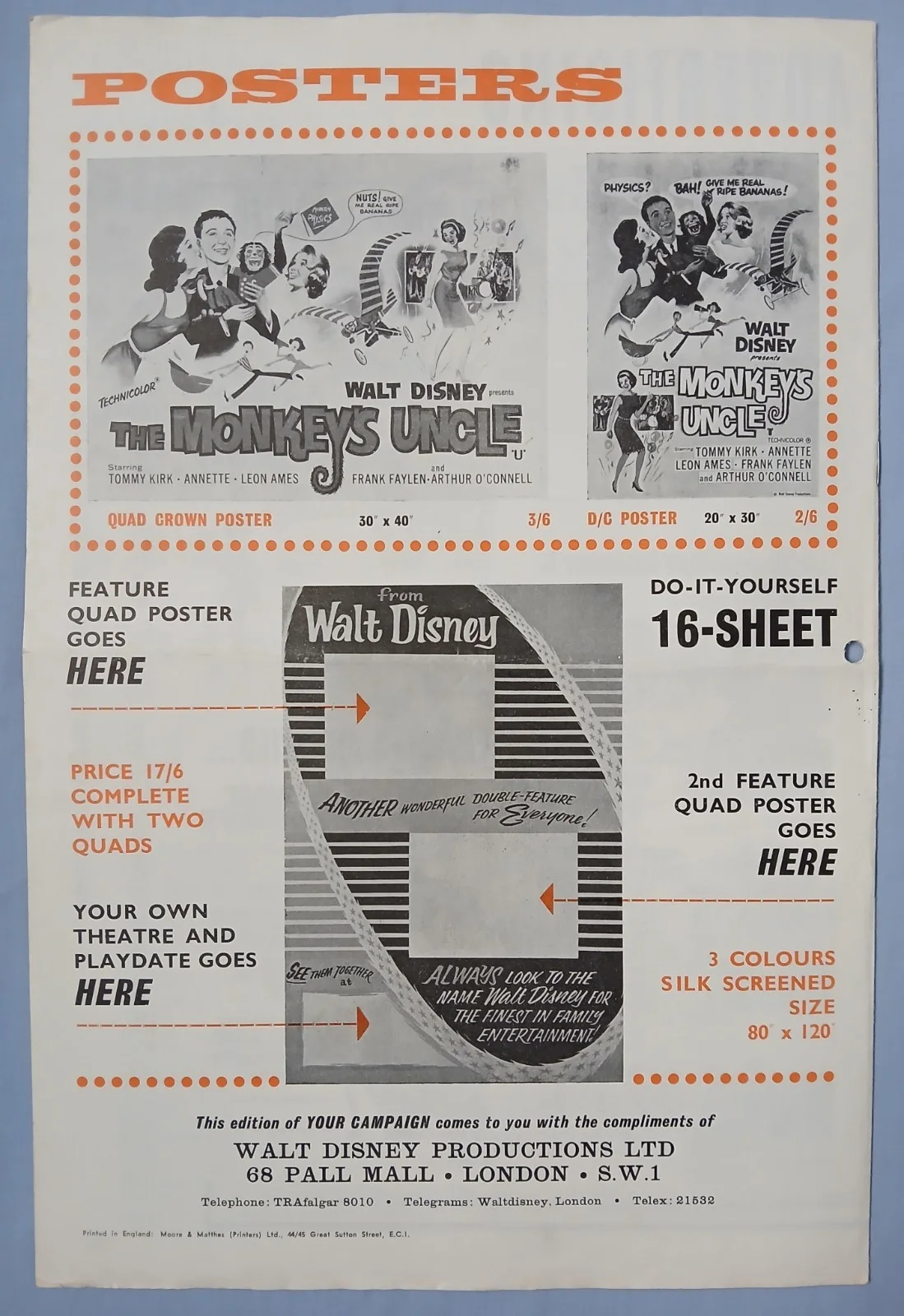 THE MONKEY'S UNCLE (1965) rare original UK Exhibitors Campaign Press Book, image 5