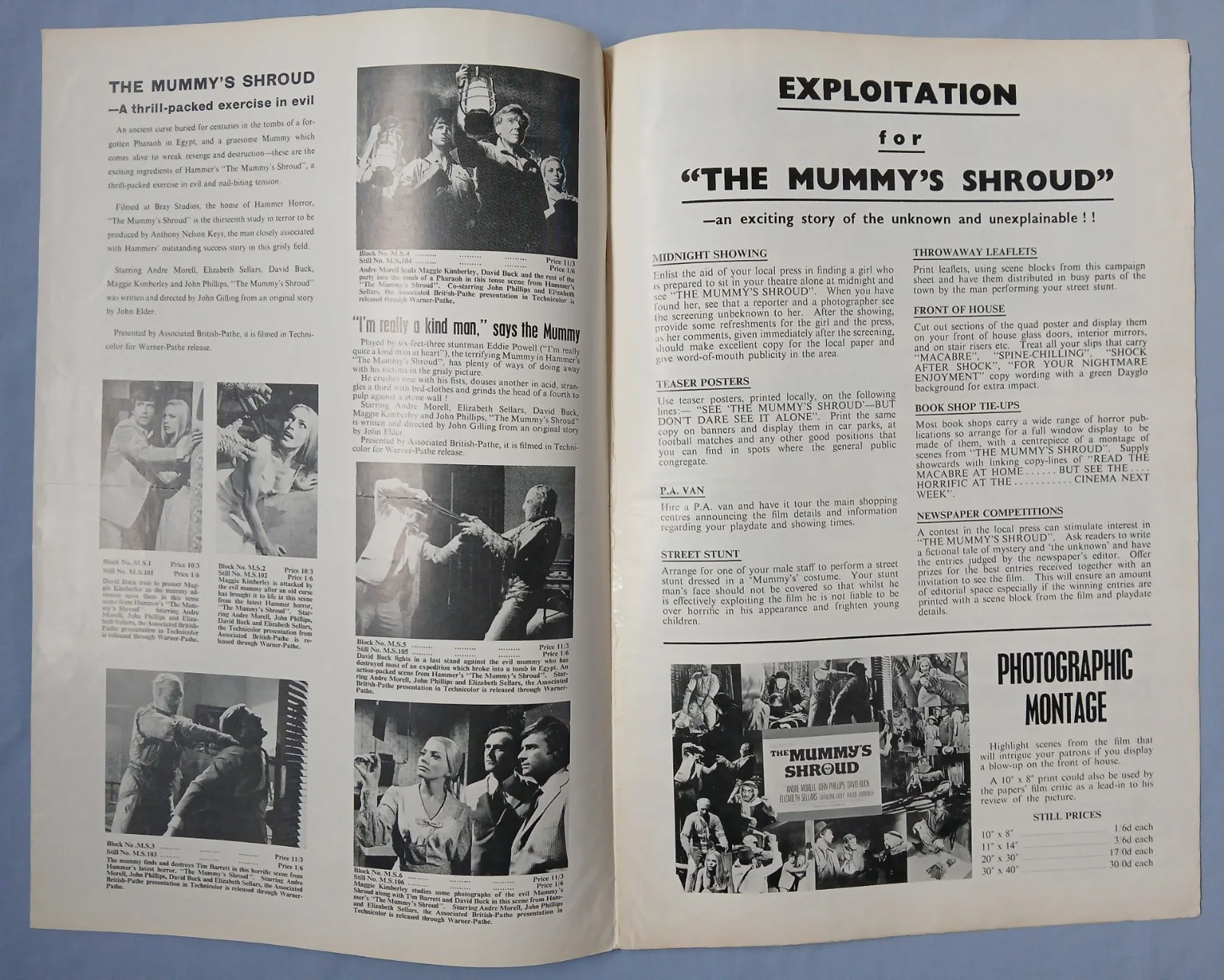 THE MUMMY'S SHROUD (1967) original UK Campaign Press Book - Hammer Horror, image 3