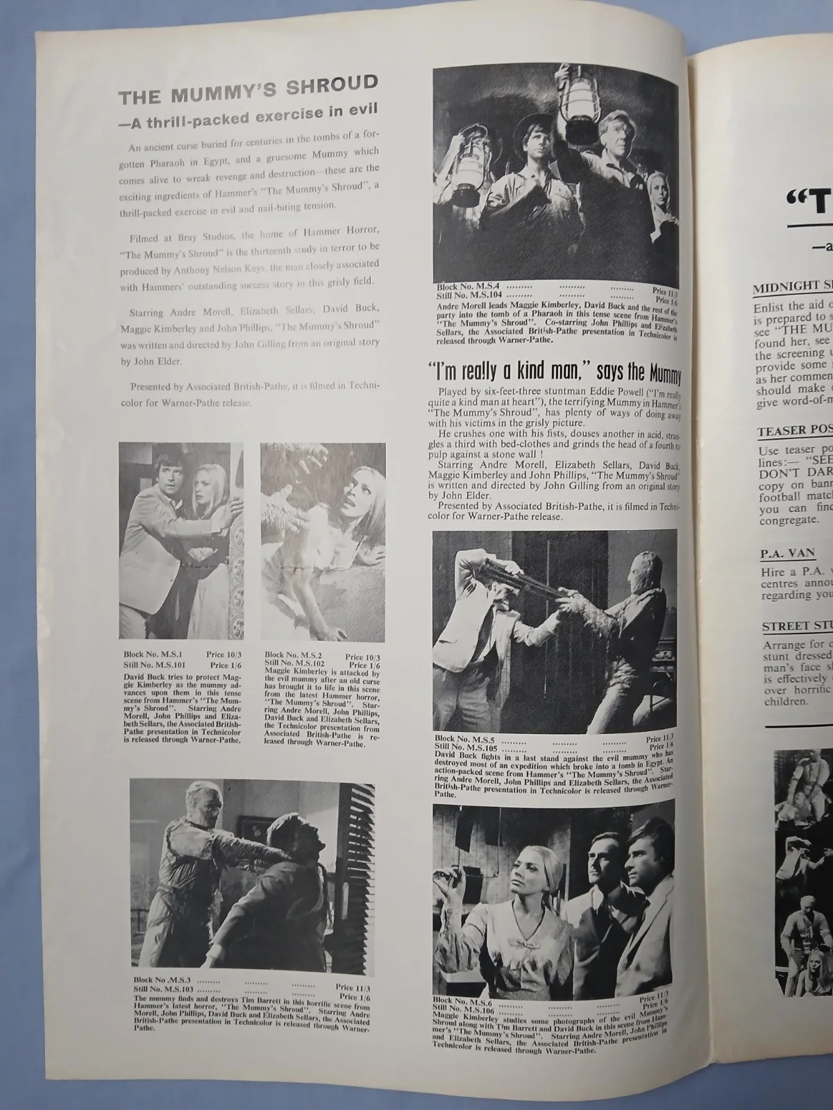 THE MUMMY'S SHROUD (1967) original UK Campaign Press Book - Hammer Horror, image 4