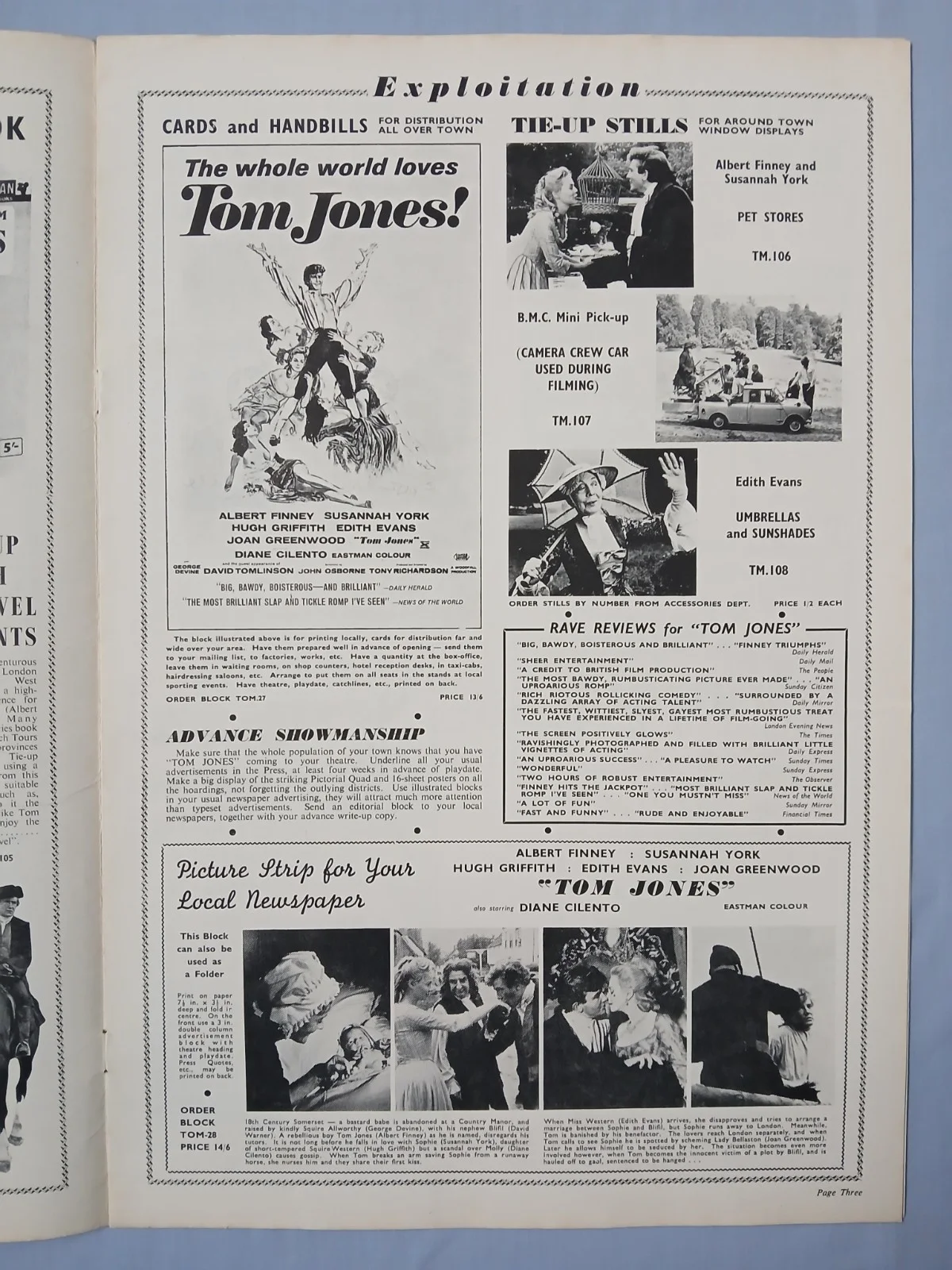 TOM JONES (1963) rare original UK Exhibitors Campaign Press Book - Albert Finney, изображение 5