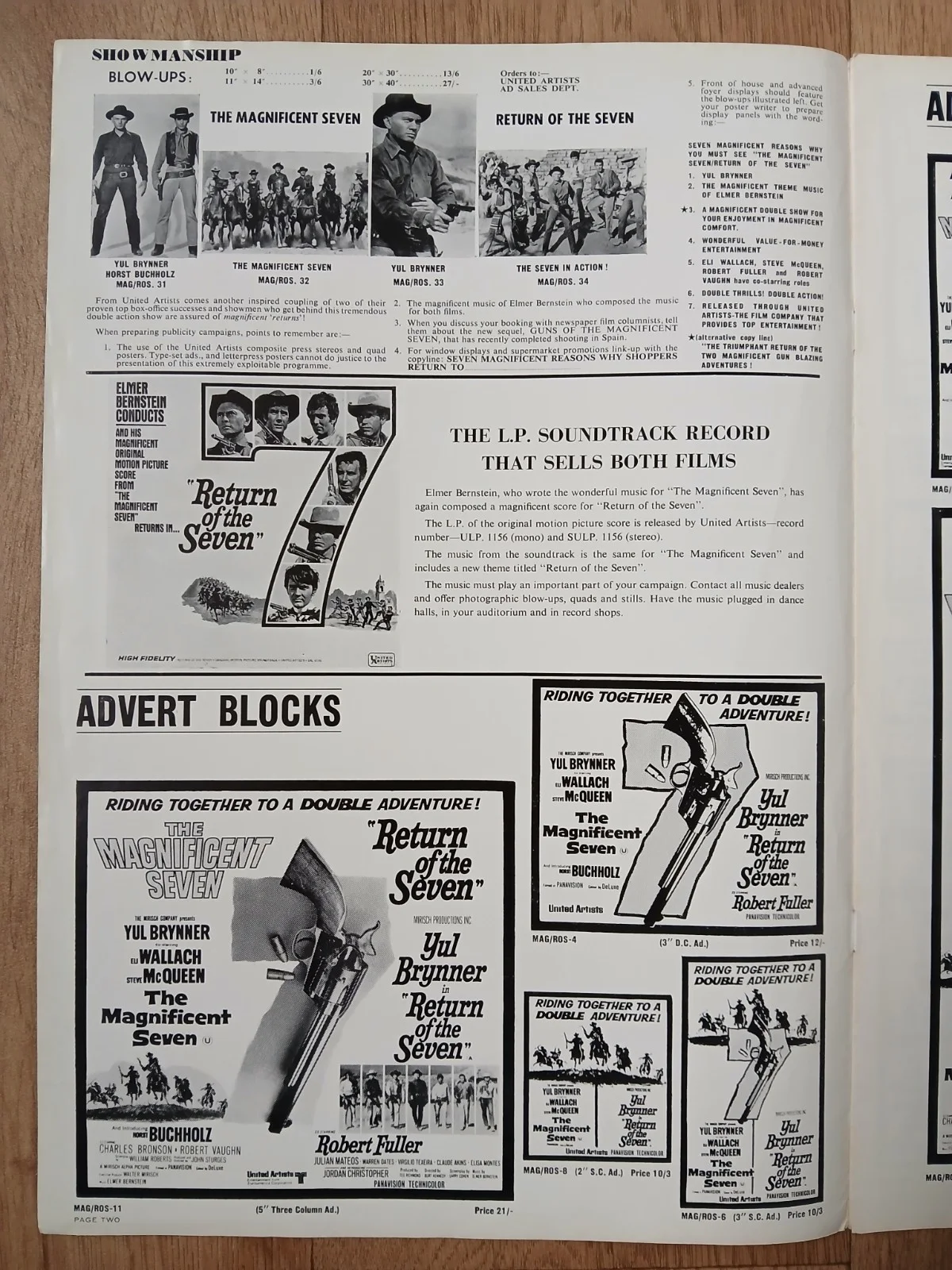 RETURN OF THE SEVEN (1966) rare original UK Campaign Press Book - Yul Brynner, image 3