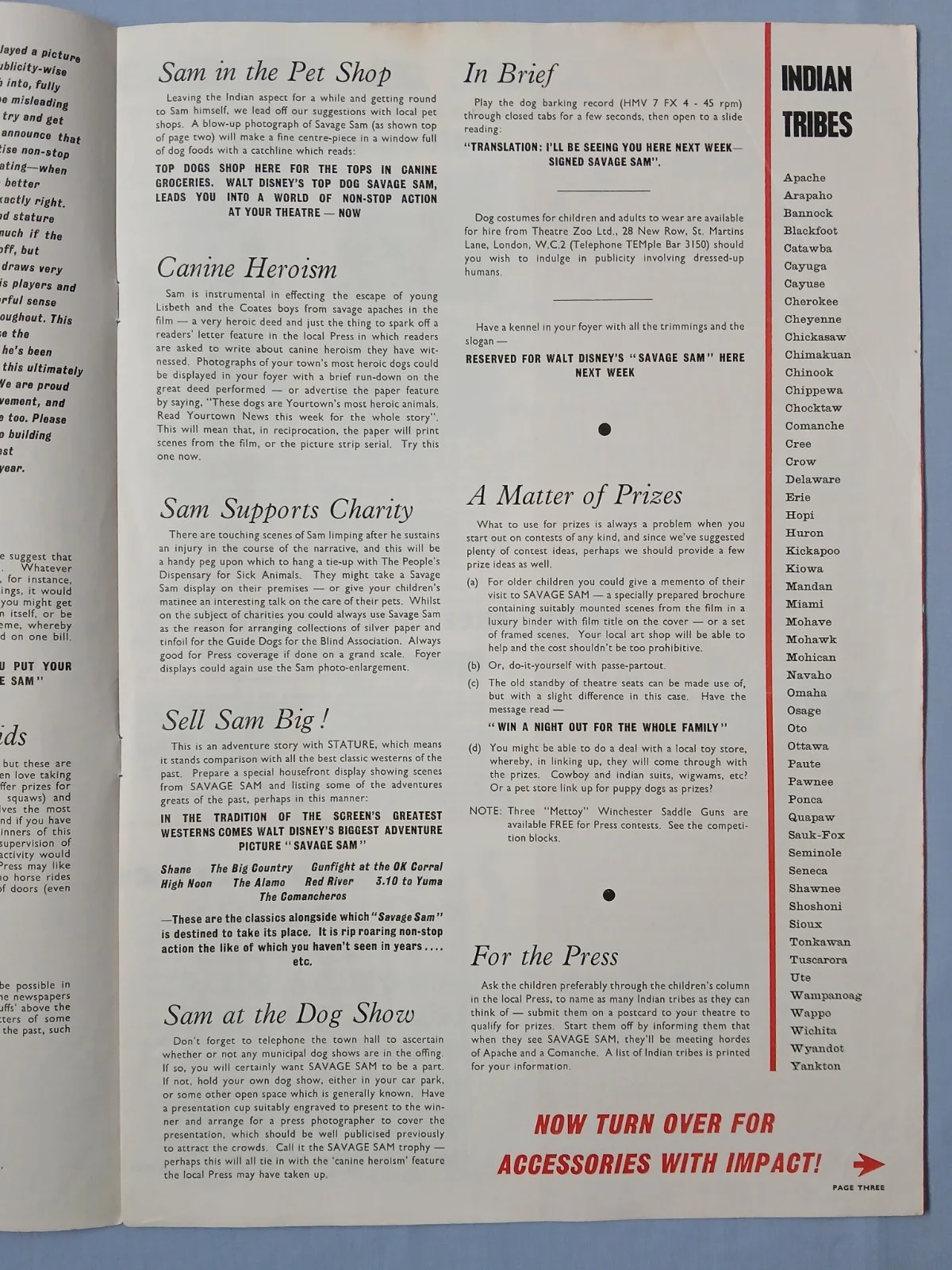 SAVAGE SAM (1963) rare original UK Exhibitors Campaign Press Book, изображение 5