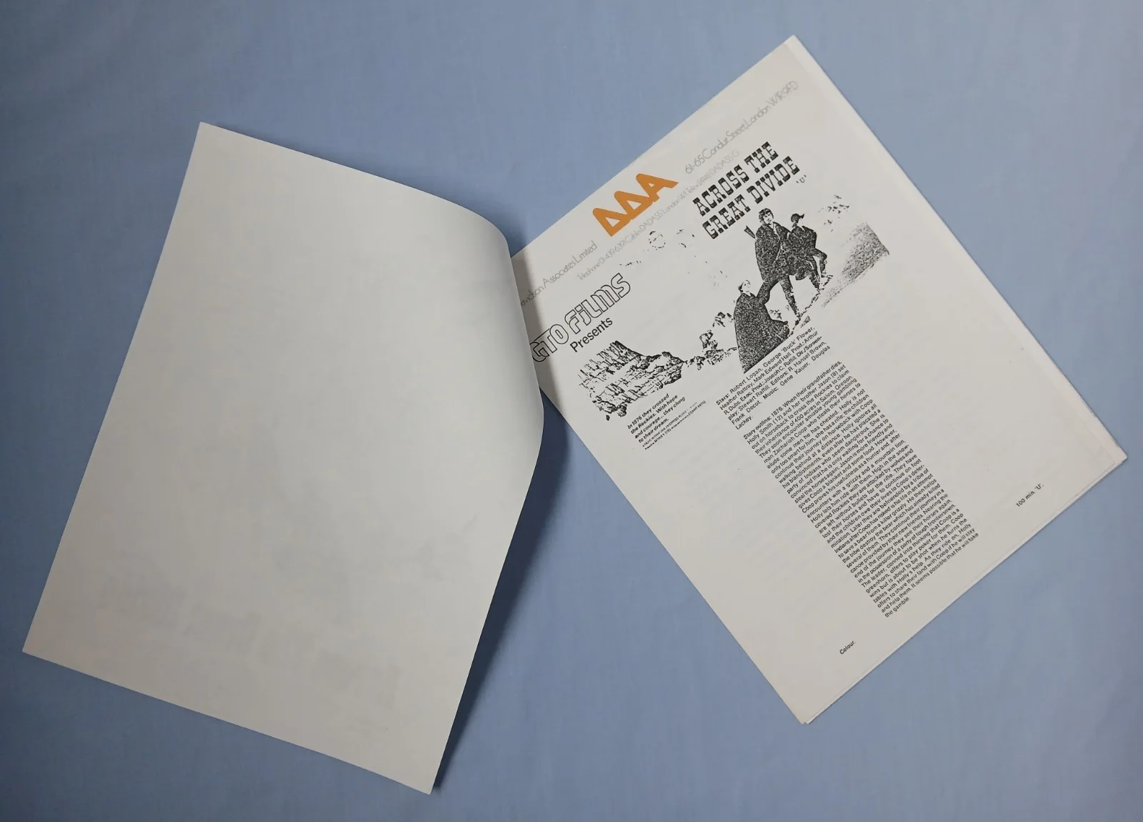 ACROSS THE GREAT DIVIDE (1977) original UK Exhibitors Campaign Press Book, image 2