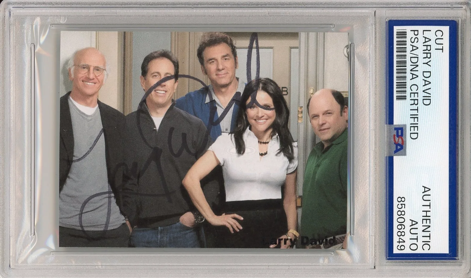 Larry David — SIGNED Larry David Seinfeld TV Show Cast Photo Picture Cut PSA DNA COA AUTOGRAPH