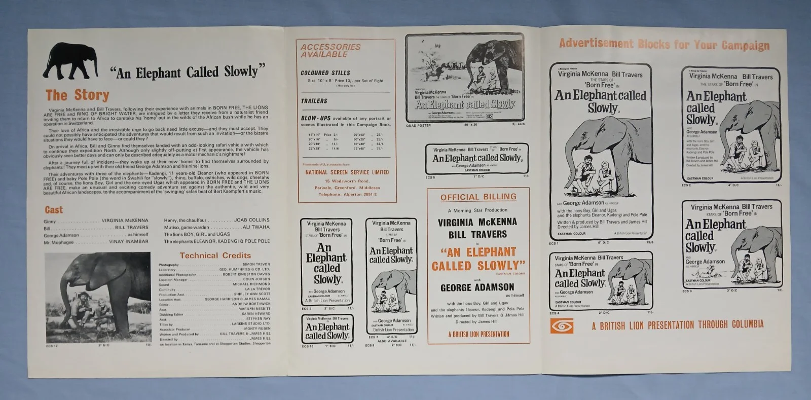 AN ELEPHANT CALLED SLOWLY (1969) rare original UK Campaign Press Book, image 3