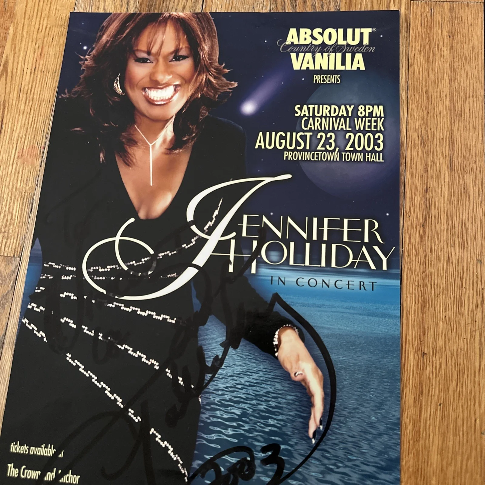 Jennifer Holliday AUTOGRAPHED 2003 Concert Poster Provincetown Town Hall Mass., изображение 4