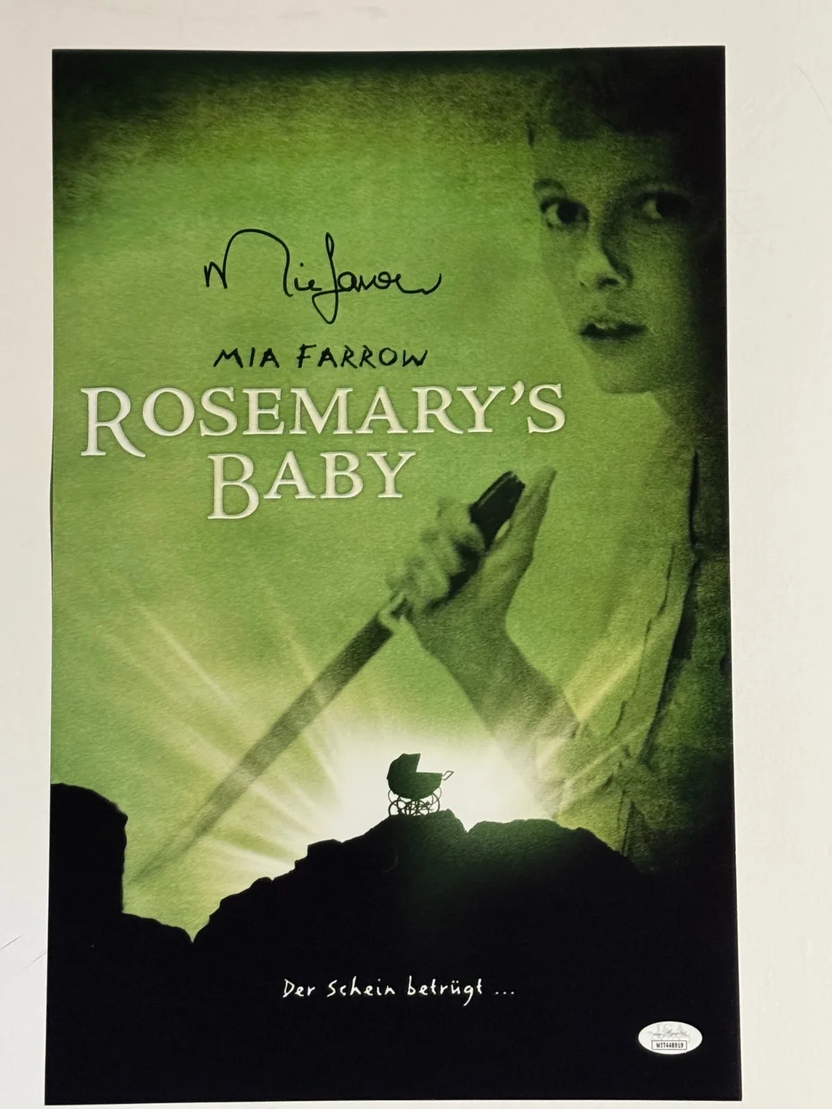 Mia Farrow — Mia Farrow Signed 11x17 Photo Rosemary's Baby Autographed Rare JSA COA
