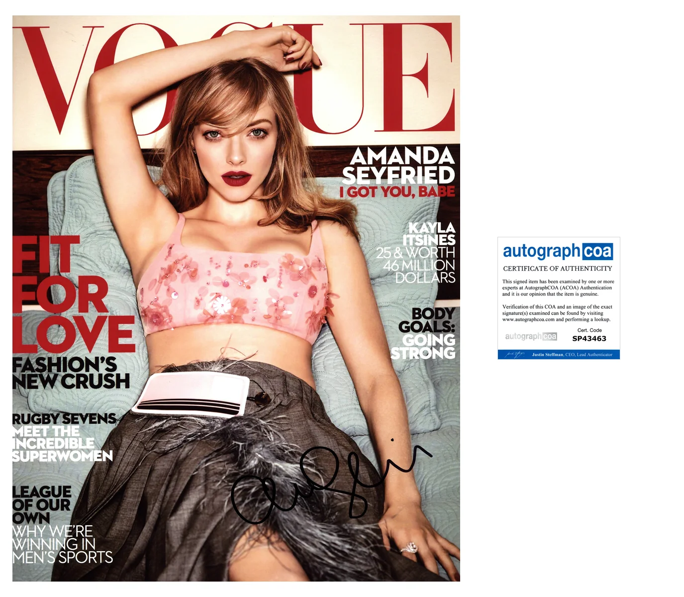 AMANDA SEYFRIED SIGNED VOGUE MEAN GIRLS 11x14 PHOTO w/EXACT PROOF AUTOGRAPH COA, изображение 2