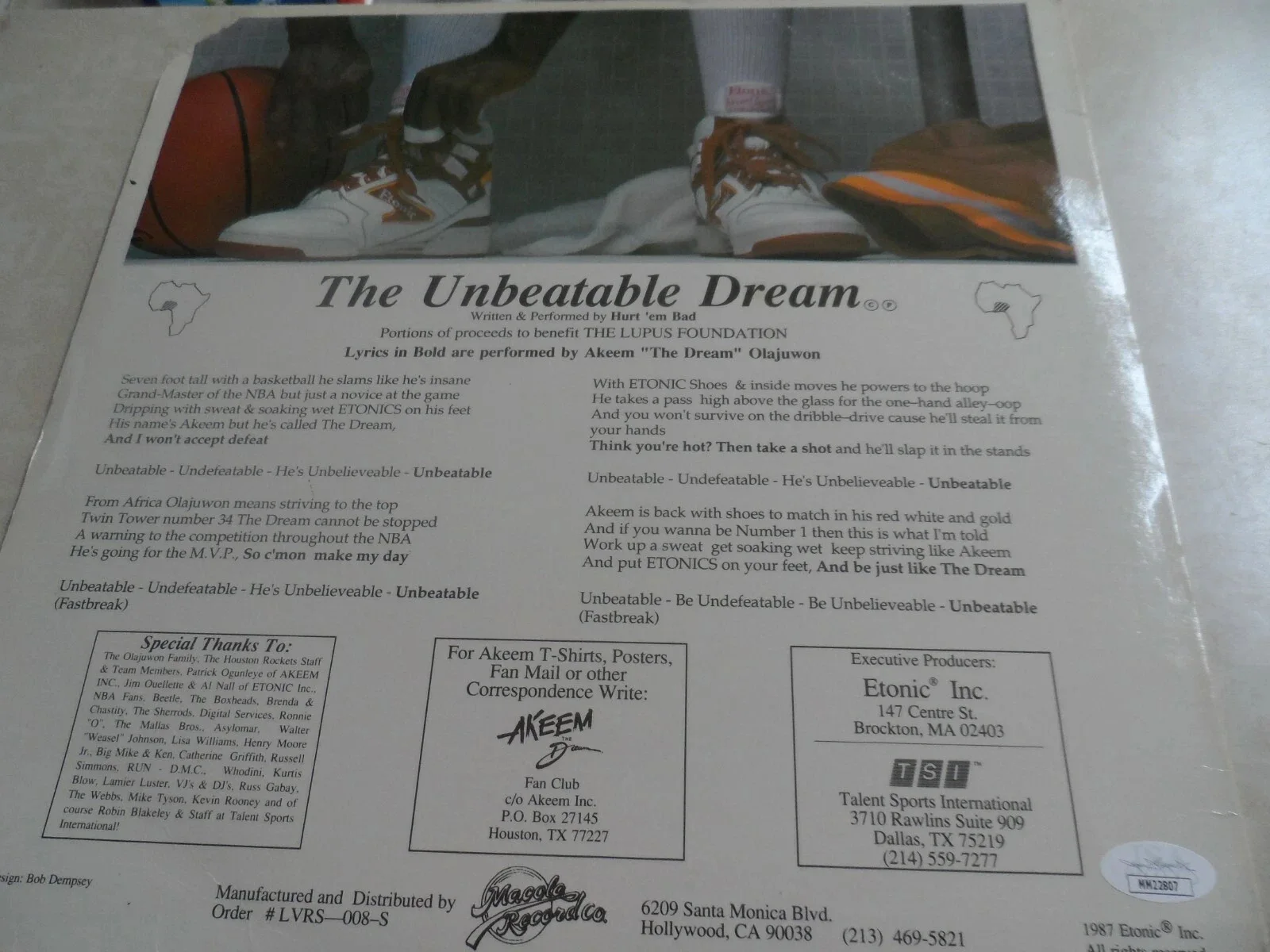 AKEEM HAKEEM OLAJUWON AUTHENTIC SIGNED/AUTOGRAPHED PROMO VINYL RECORD-NBA-JSA, image 4