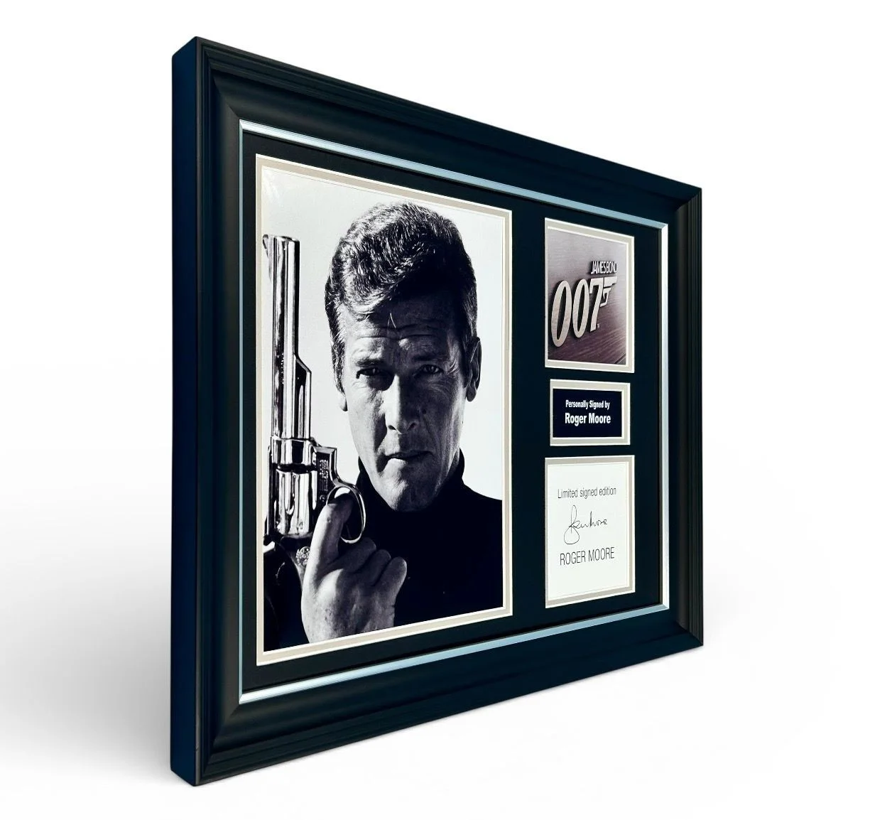 Roger Moore Signed Photo Framed & COA James Bond Movie Poster Autograph Auto, image 2