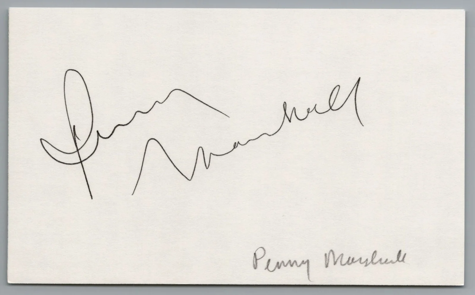 Penny Marshall — Penny Marshall Signed 3x5 Index Card Laverne & Shirley Autographed