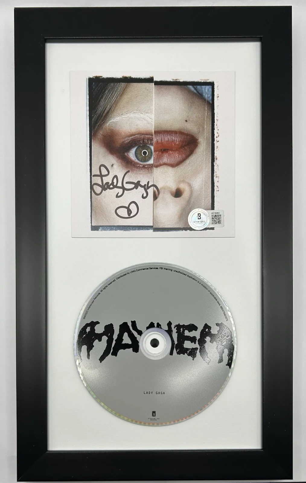 LADY GAGA SIGNED FRAMED “MAYHEM” MILLER RARE CD ALBUM AUTOGRAPH - BECKETT COA, image 2