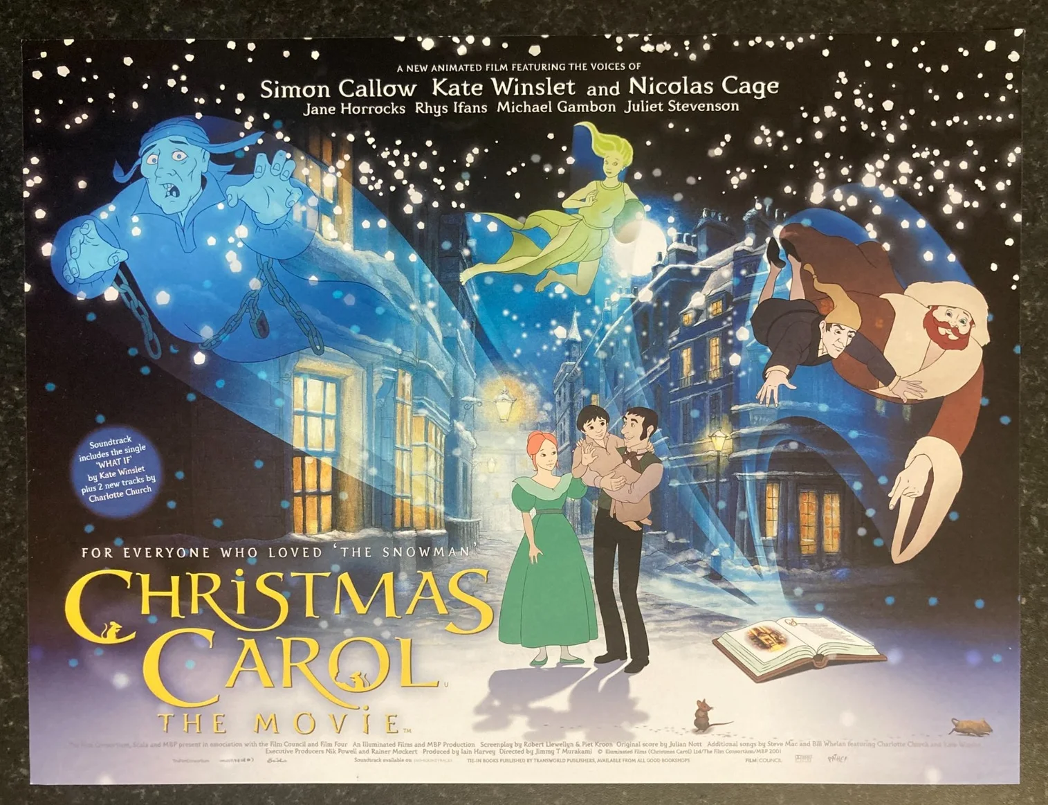 CHRISTMAS CAROL THE MOVIE 2001 Original UK Cinema MINI Quad Movie POSTER 16x12in, изображение 2