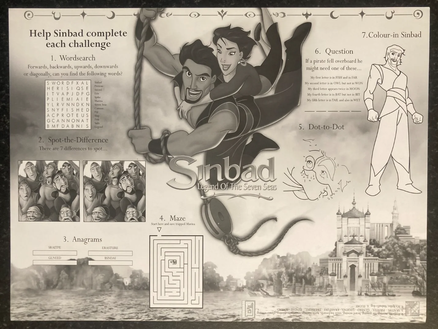 SINBAD LEGEND SEVEN SEAS 2003 Original UK Cinema MINI Quad Movie POSTER 16x12in, изображение 3