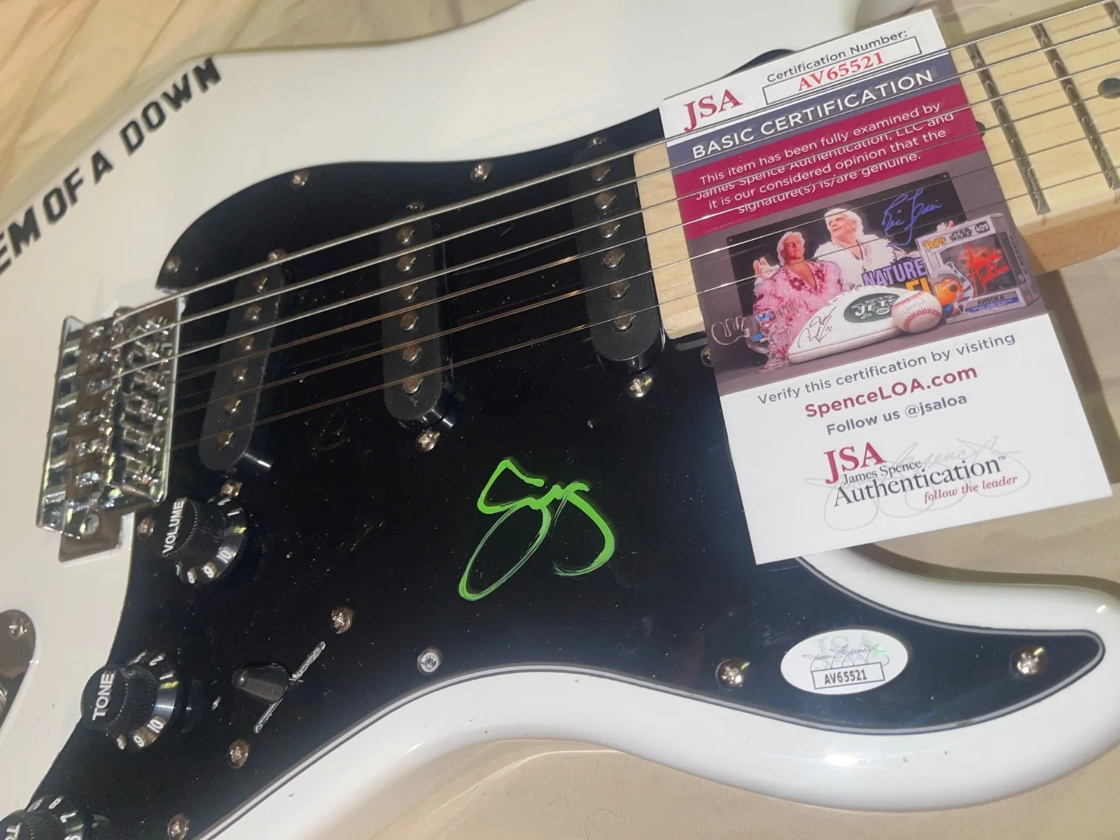 Serj Tankian System Of A Down Toxicity Autographed Signed Electric Guitar JSA, изображение 3