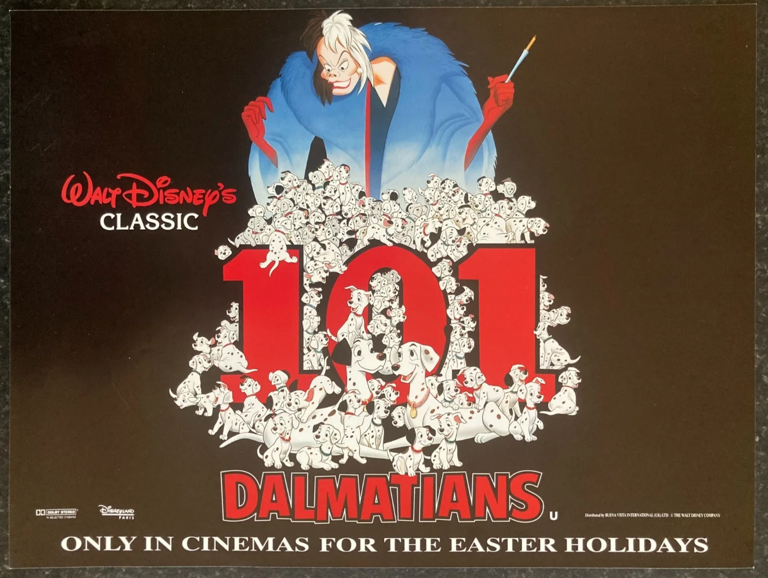 101 DALMATIANS 1996 Original UK Cinema MINI Quad Movie POSTER 16x12in Disney, изображение 2
