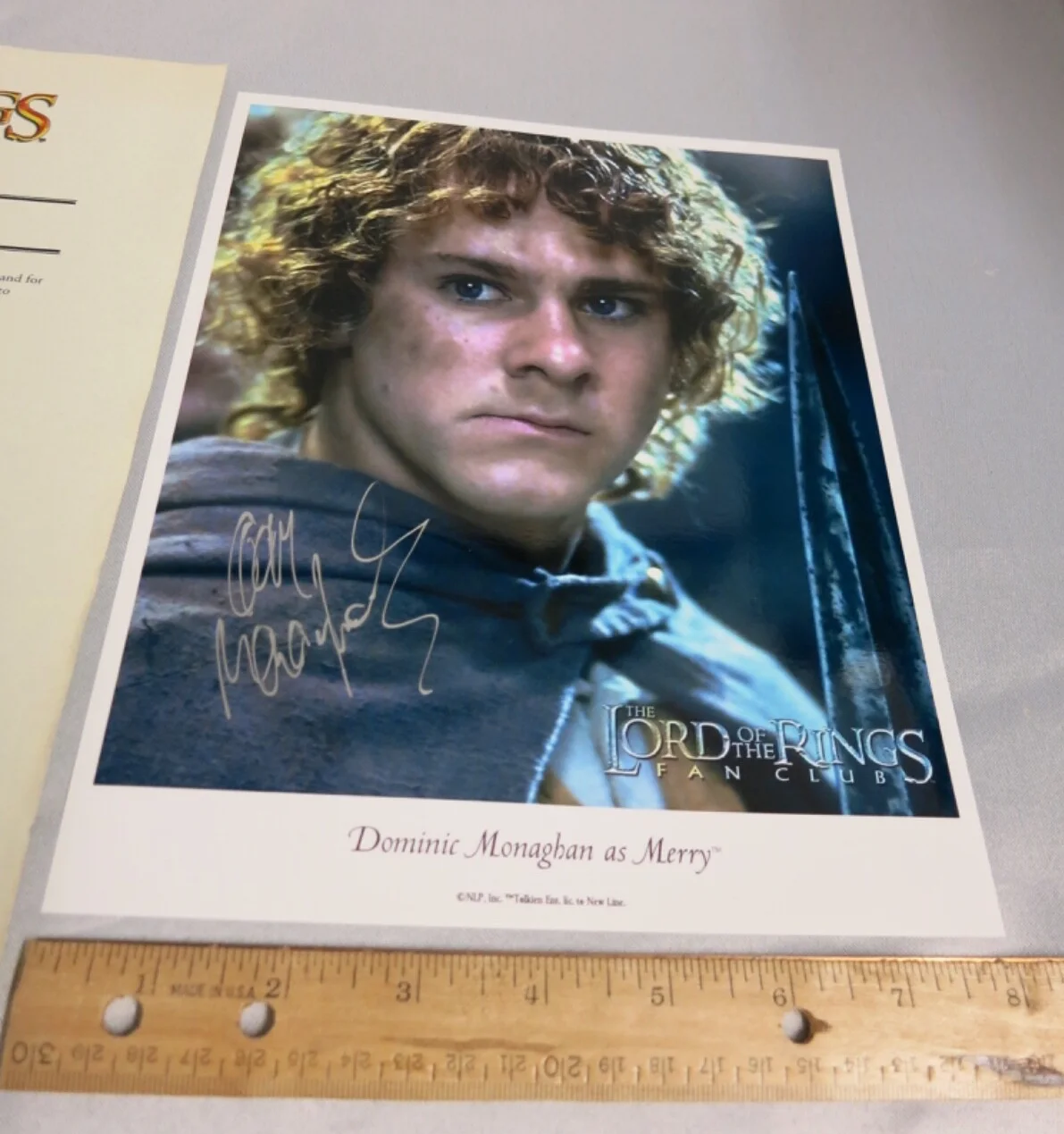 Lord of the Rings Fan Club Dominic Monaghan as Merry autograph with COA, изображение 2