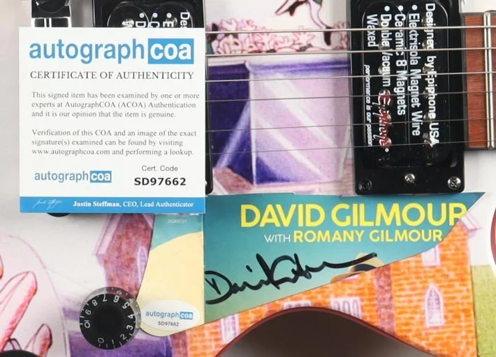 Pink Floyd David Gilmour Autographed Custom Epiphone Graphics Guitar, image 2