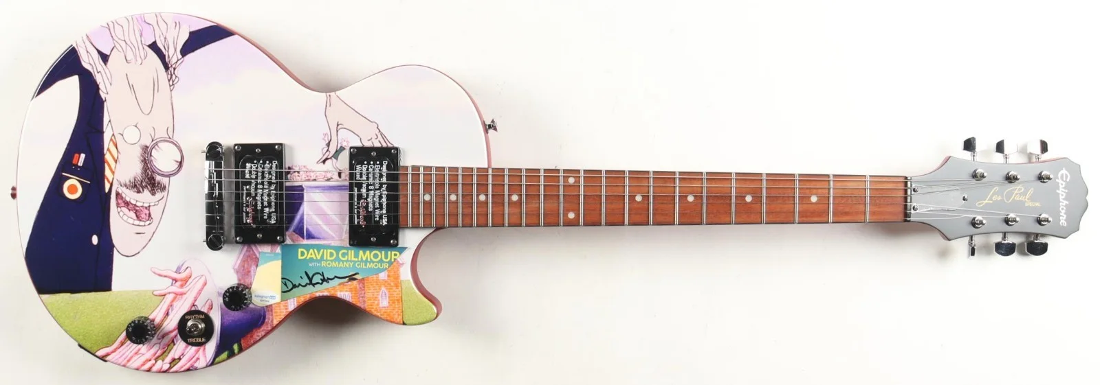 Pink Floyd David Gilmour Autographed Custom Epiphone Graphics Guitar, image 3