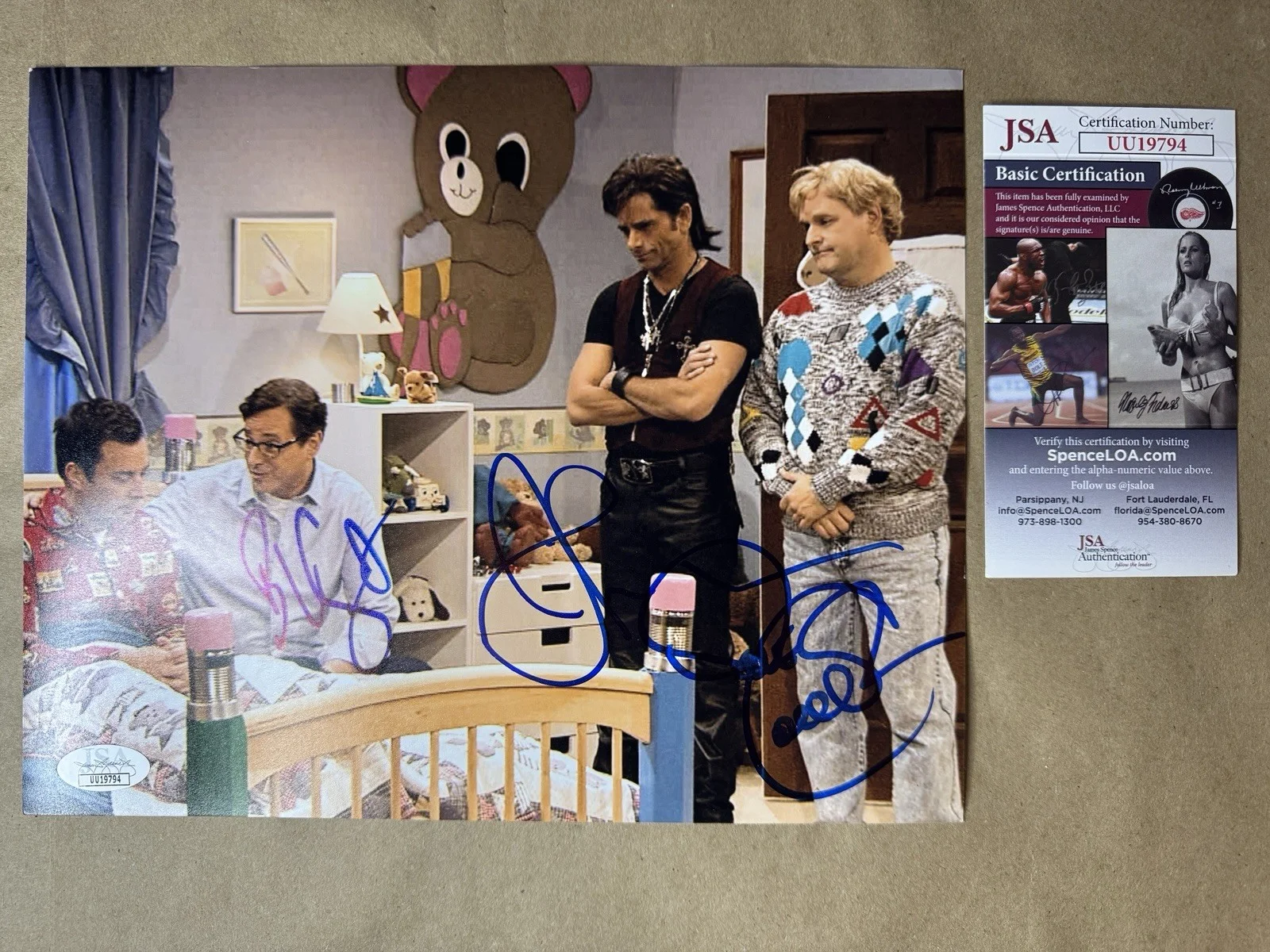 Bob Saget, Dave Coulier, John Stamos — Signed Full House Tonight Show 8x10 Photo Autographed By 3 Saget Stamos JSA COA, image 2