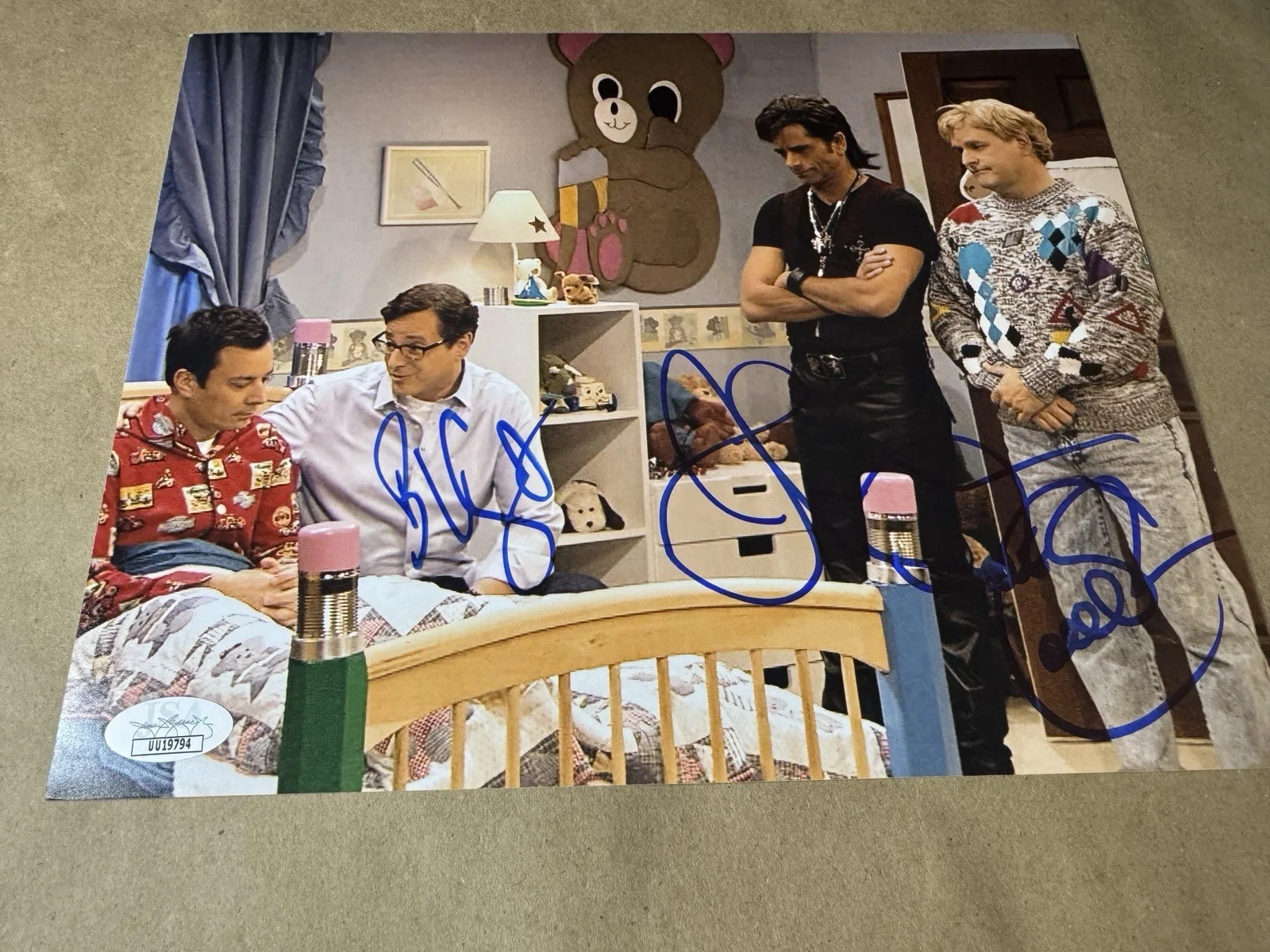 Bob Saget, Dave Coulier, John Stamos — Signed Full House Tonight Show 8x10 Photo Autographed By 3 Saget Stamos JSA COA, image 4