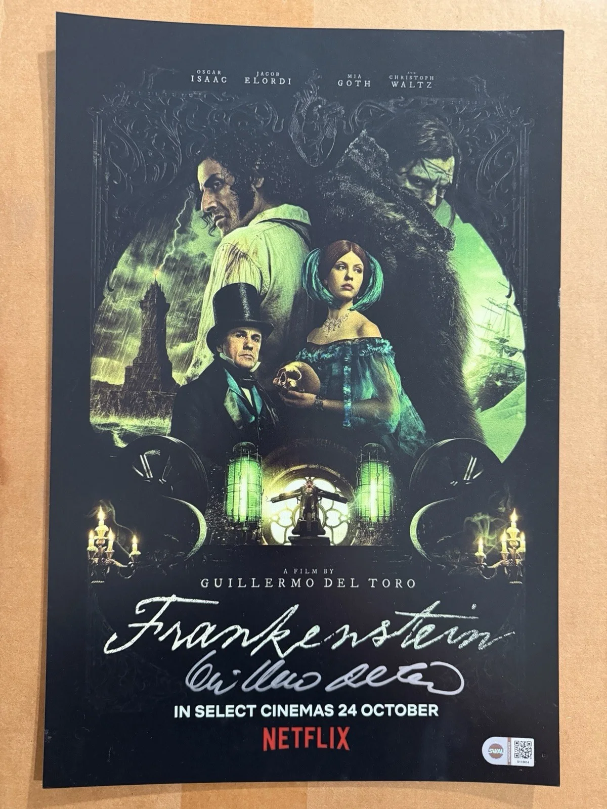 Guillermo del Toro Signed Frankenstein 12x18 Poster Autograph Exact Proof SWAU, изображение 4