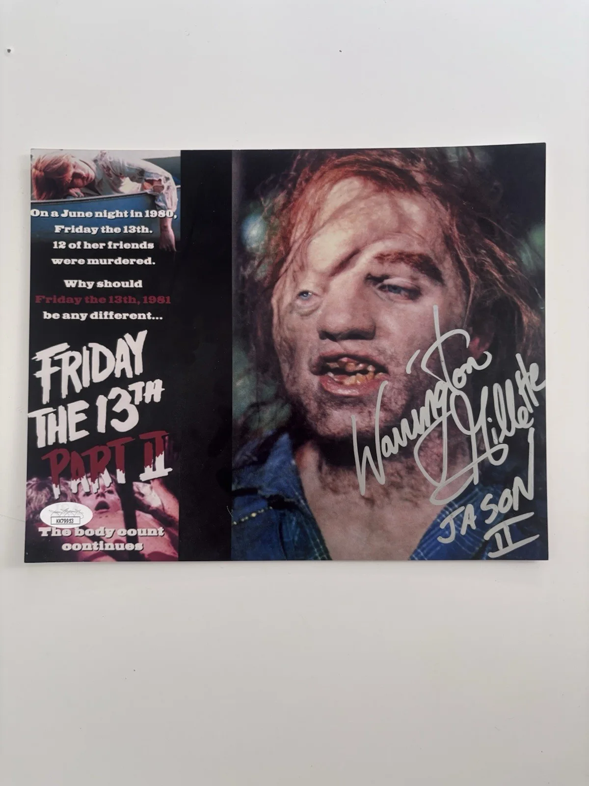 HorrorAutographs.com — WARRINGTON GILLETTE Signed Jason Friday the 13th 8X10 Photo Pt 2 Auto JSA COA C