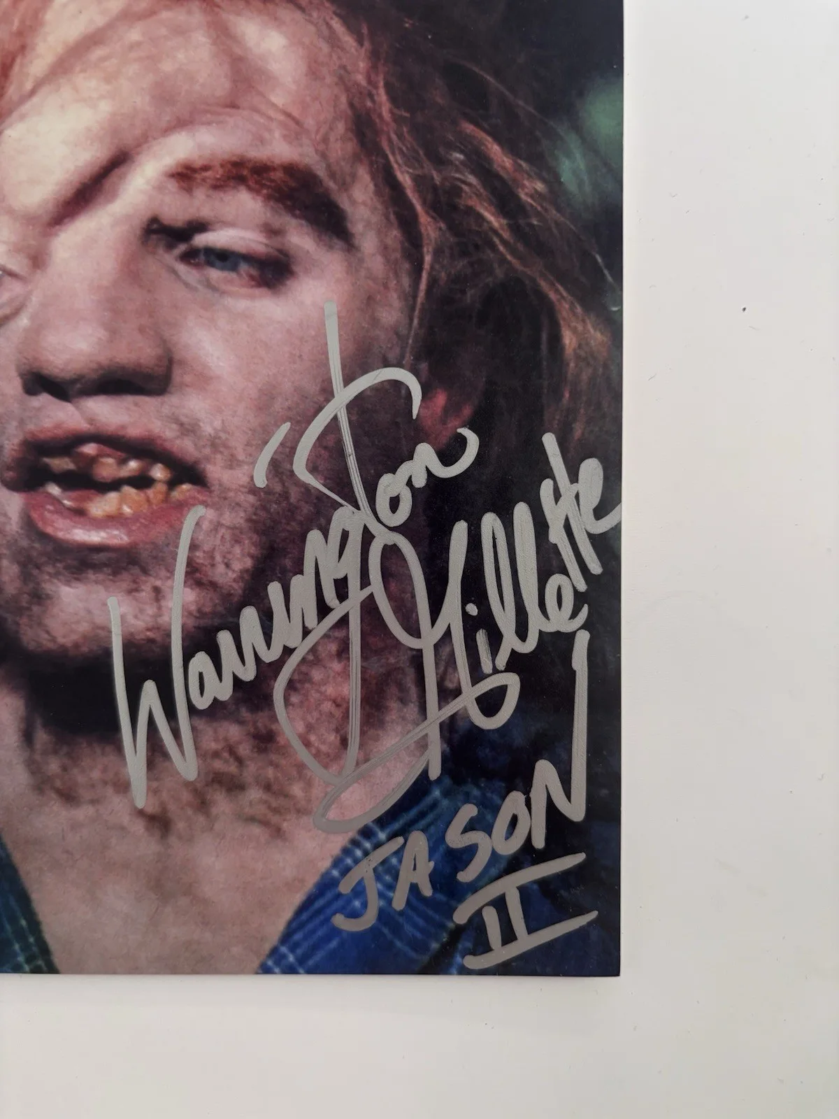 HorrorAutographs.com — WARRINGTON GILLETTE Signed Jason Friday the 13th 8X10 Photo Pt 2 Auto JSA COA C, изображение 2