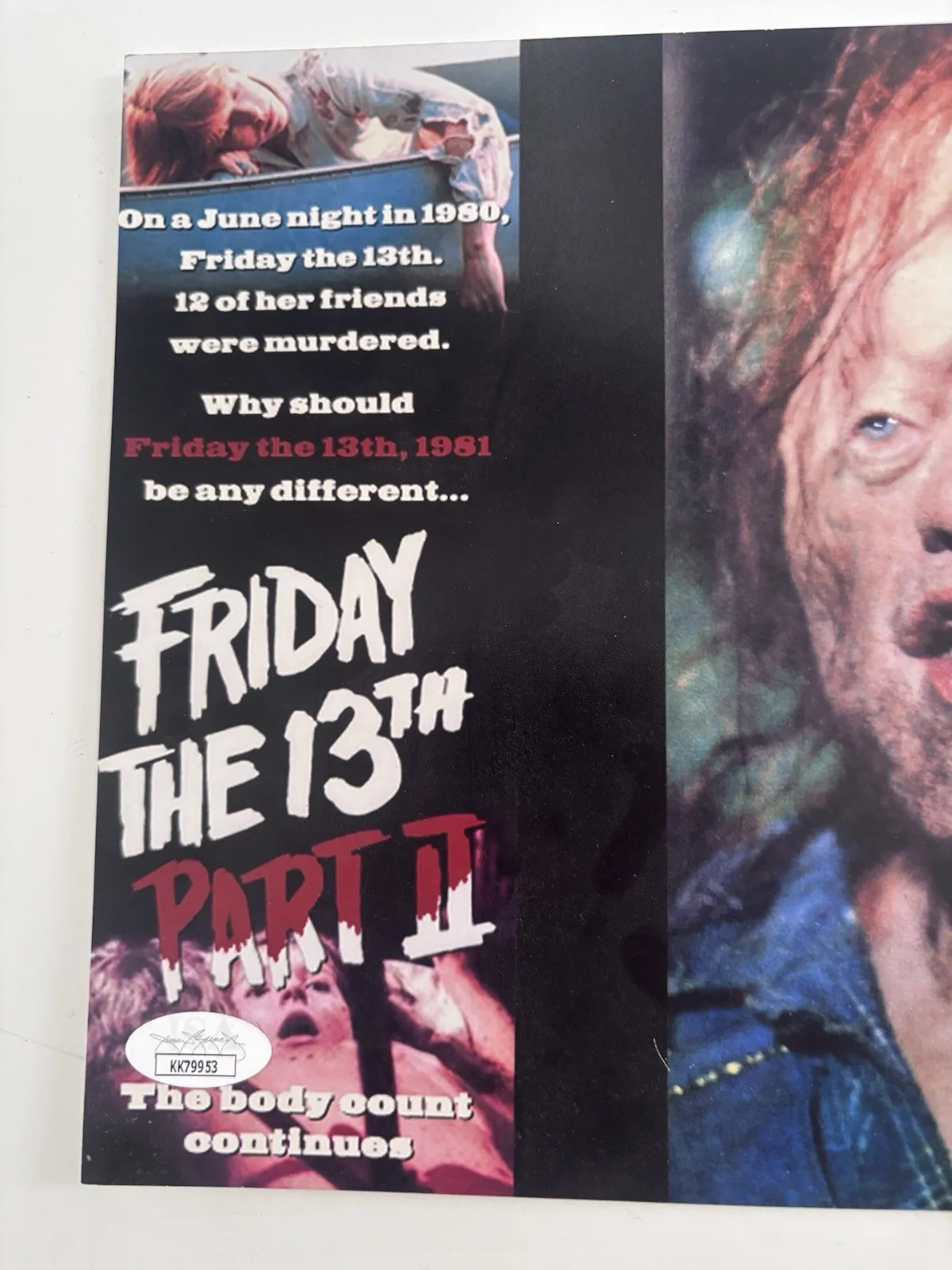 HorrorAutographs.com — WARRINGTON GILLETTE Signed Jason Friday the 13th 8X10 Photo Pt 2 Auto JSA COA C, изображение 3