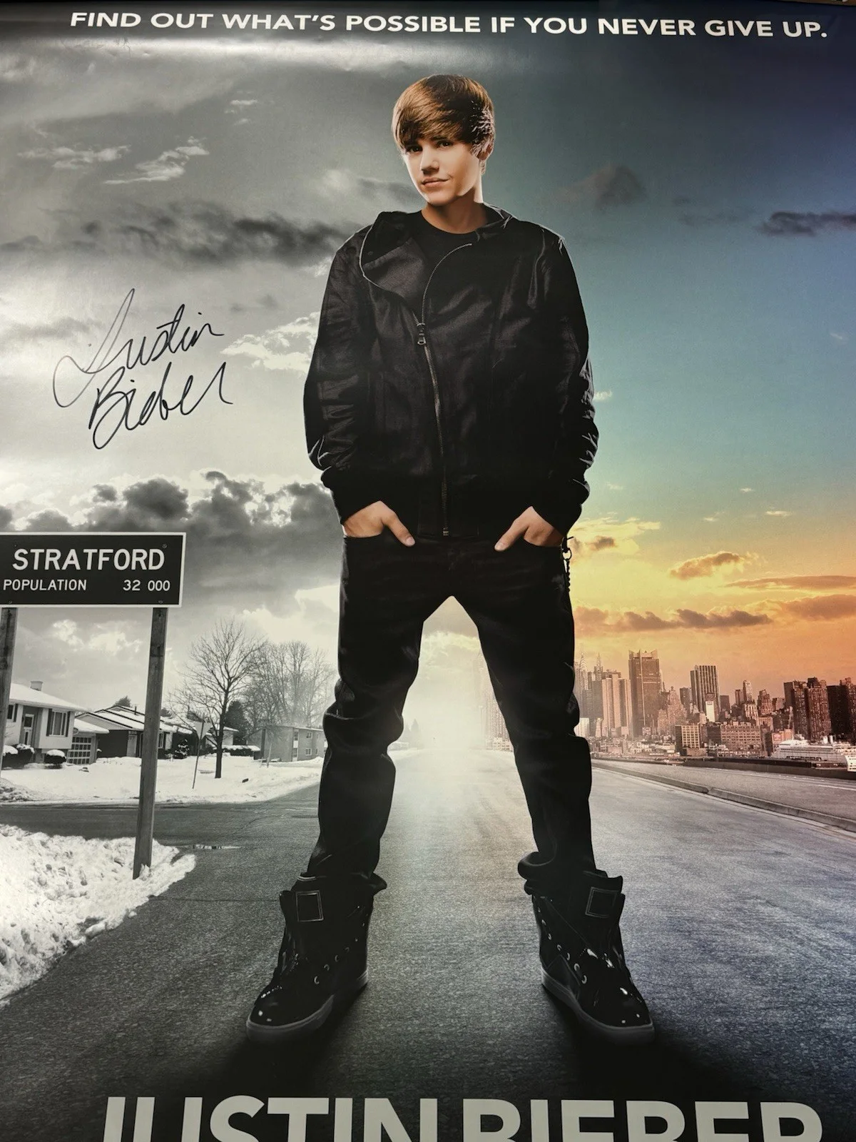 Justin Bieber Signed Autograph 27x40 2011 Never Say Never Movie Poster PSA/DNA, image 3