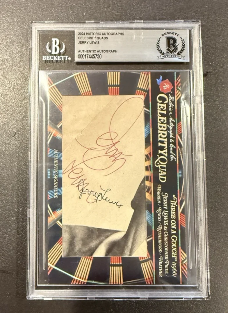 jerry lewis — AUTOGRAPHED Slabbed cut by JERRY LEWIS Beckett Certified, image 2