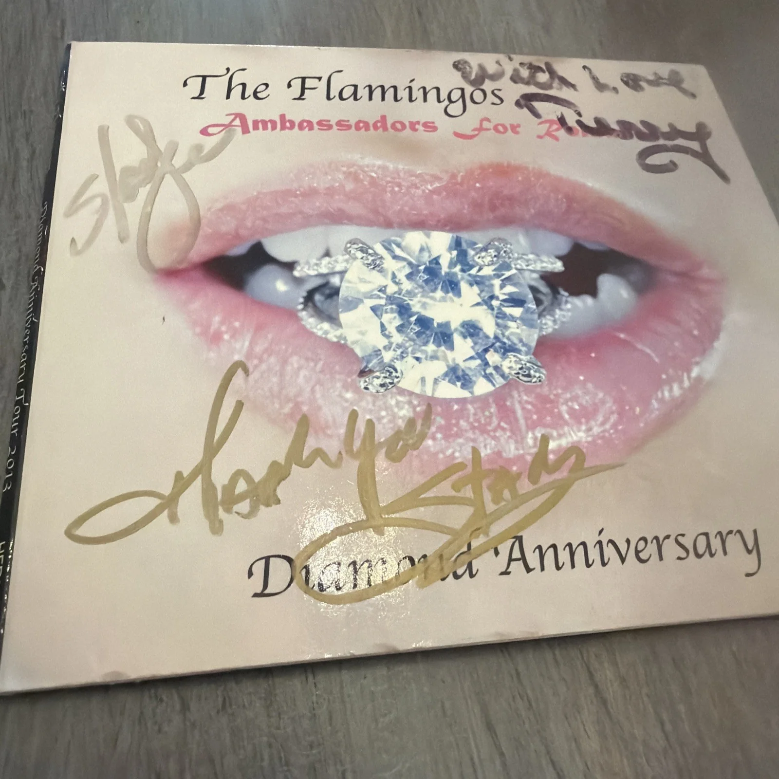 The Flamingos Signed Cd Terry Johnson Plus 2 Other signatures Original, image 2
