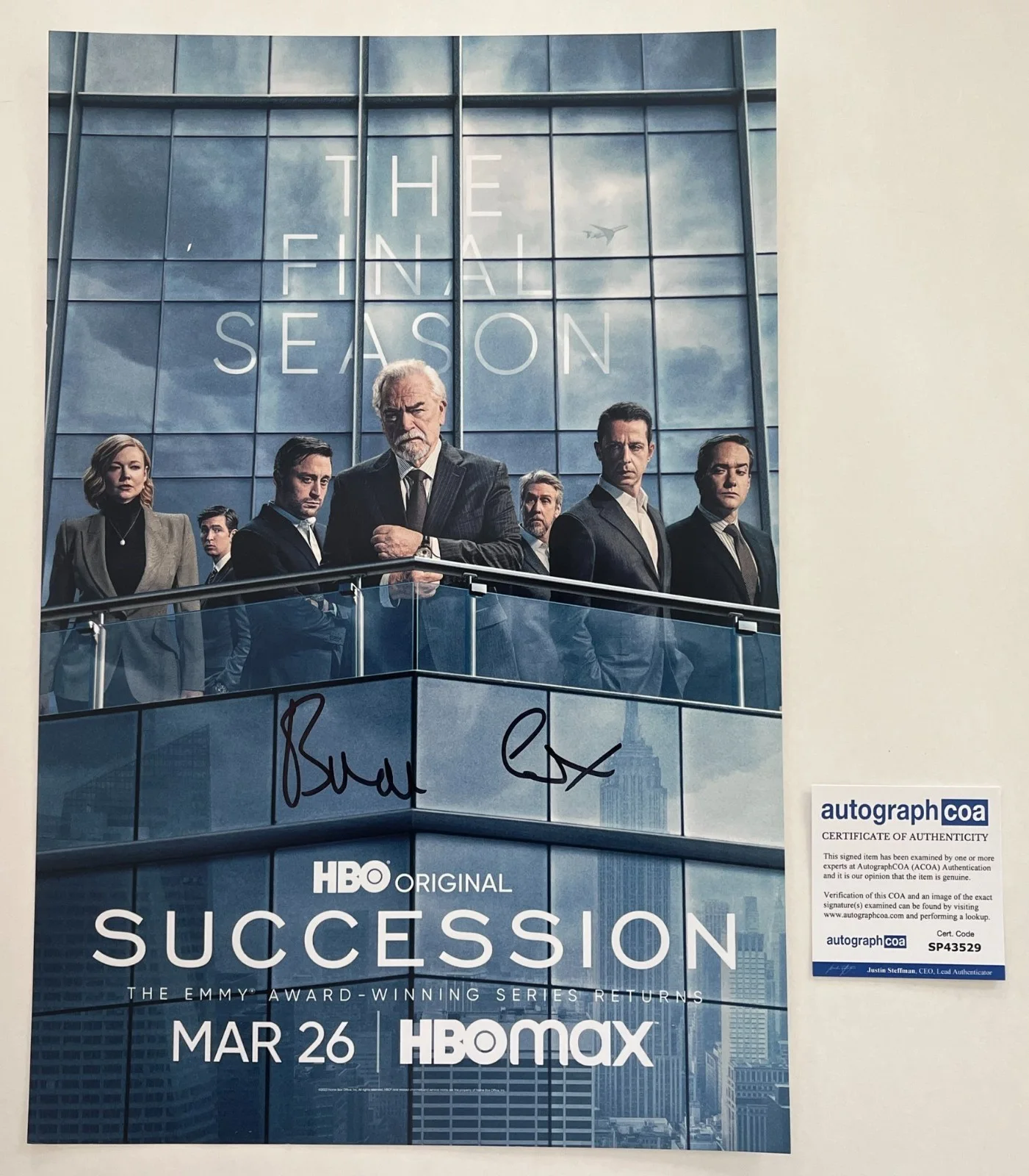 BRIAN COX SIGNED SUCCESSION 12x18 PHOTO w/EXACT VIDEO PROOF & AUTOGRAPH COA, image 3