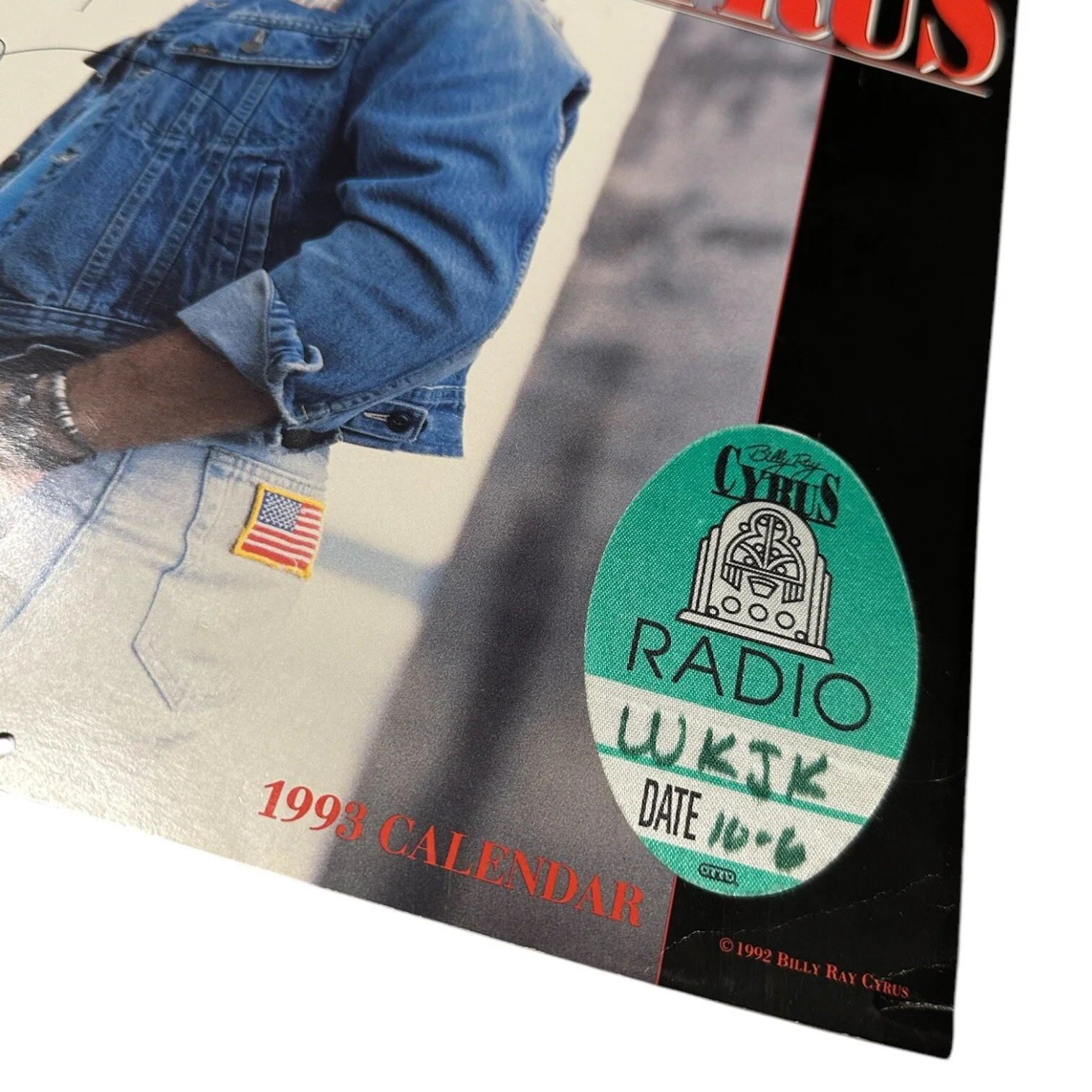 Billy Ray Cyrus Signed Autograph 1993 Wall Calendar w/ Original Backstage Pass!, image 3