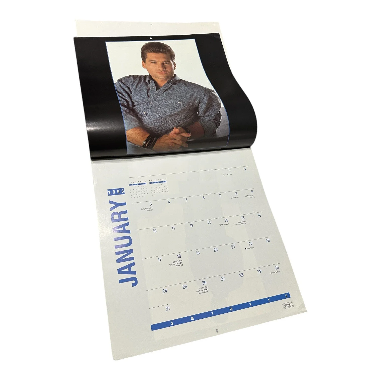 Billy Ray Cyrus Signed Autograph 1993 Wall Calendar w/ Original Backstage Pass!, image 4