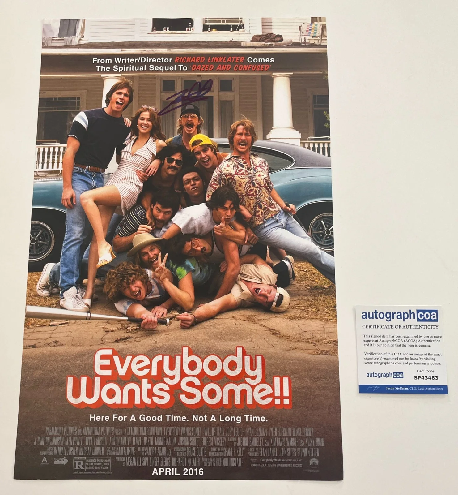 ZOEY DEUTCH SIGNED EVERYBODY WANTS SOME 11x17 POSTER EXACT PROOF & AUTOGRAPH COA, изображение 3