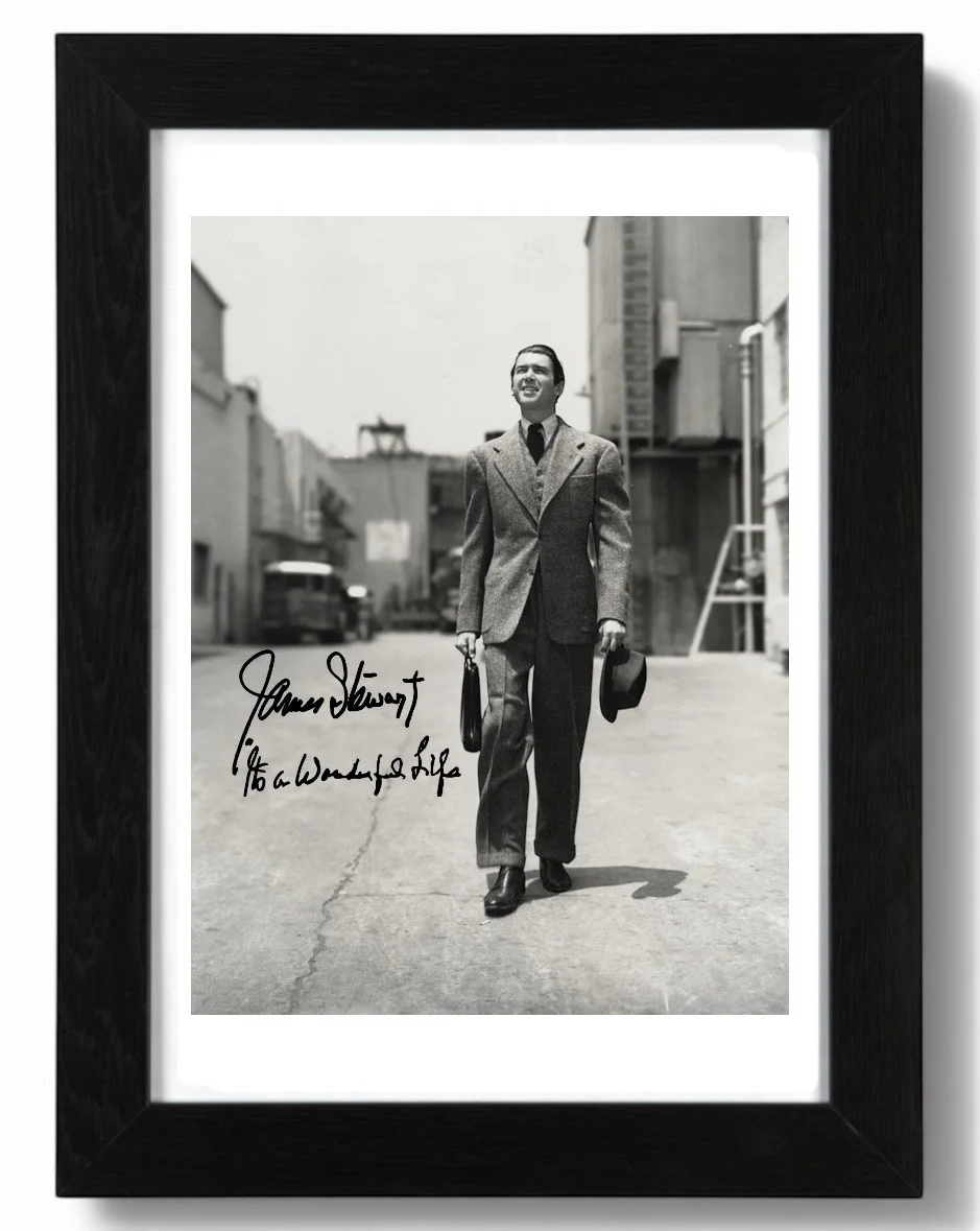James Stewart Signed Autograph PHOTO Pre Print 6x4/A4/A4 Framed Wonderful Life, изображение 2