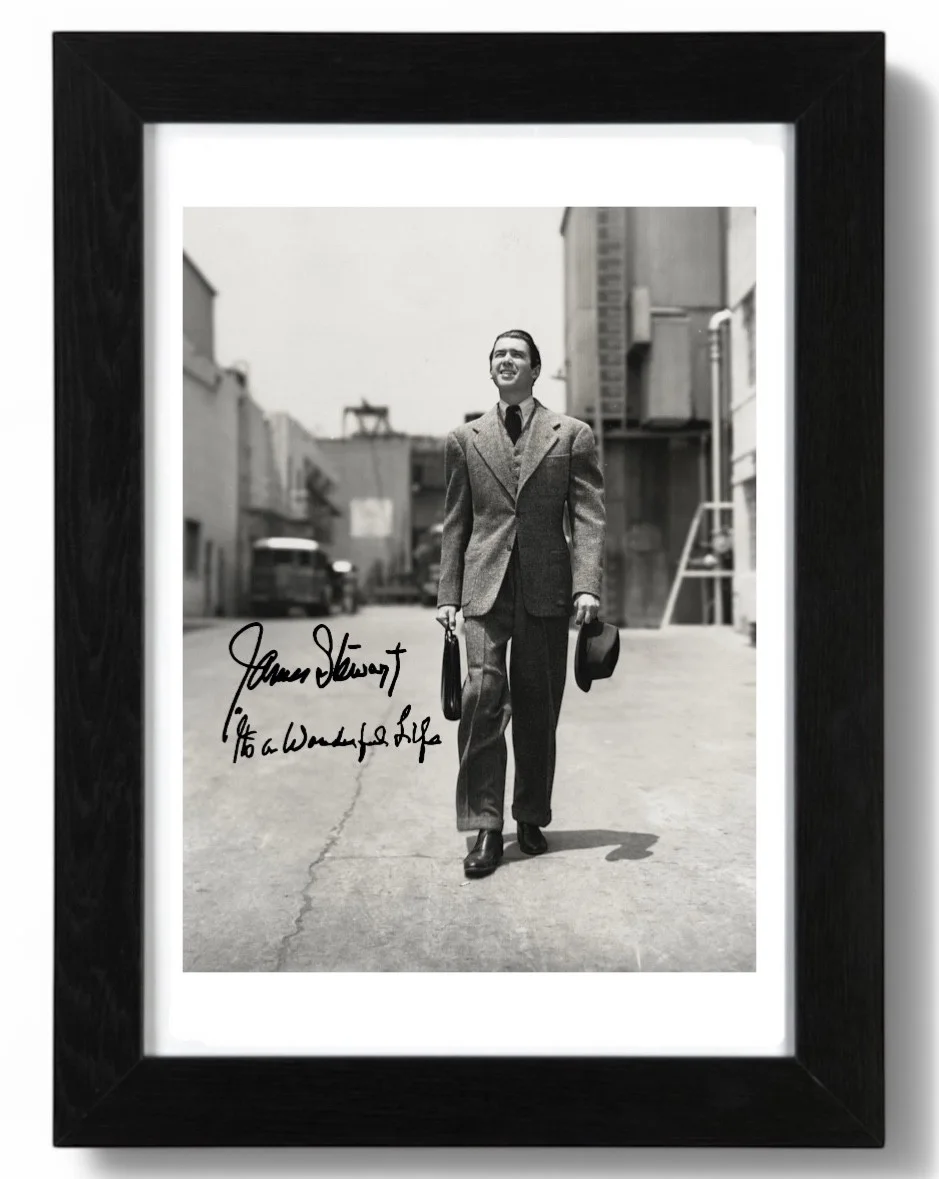 James Stewart Signed Autograph PHOTO Pre Print 6x4/A4/A4 Framed Wonderful Life, изображение 3